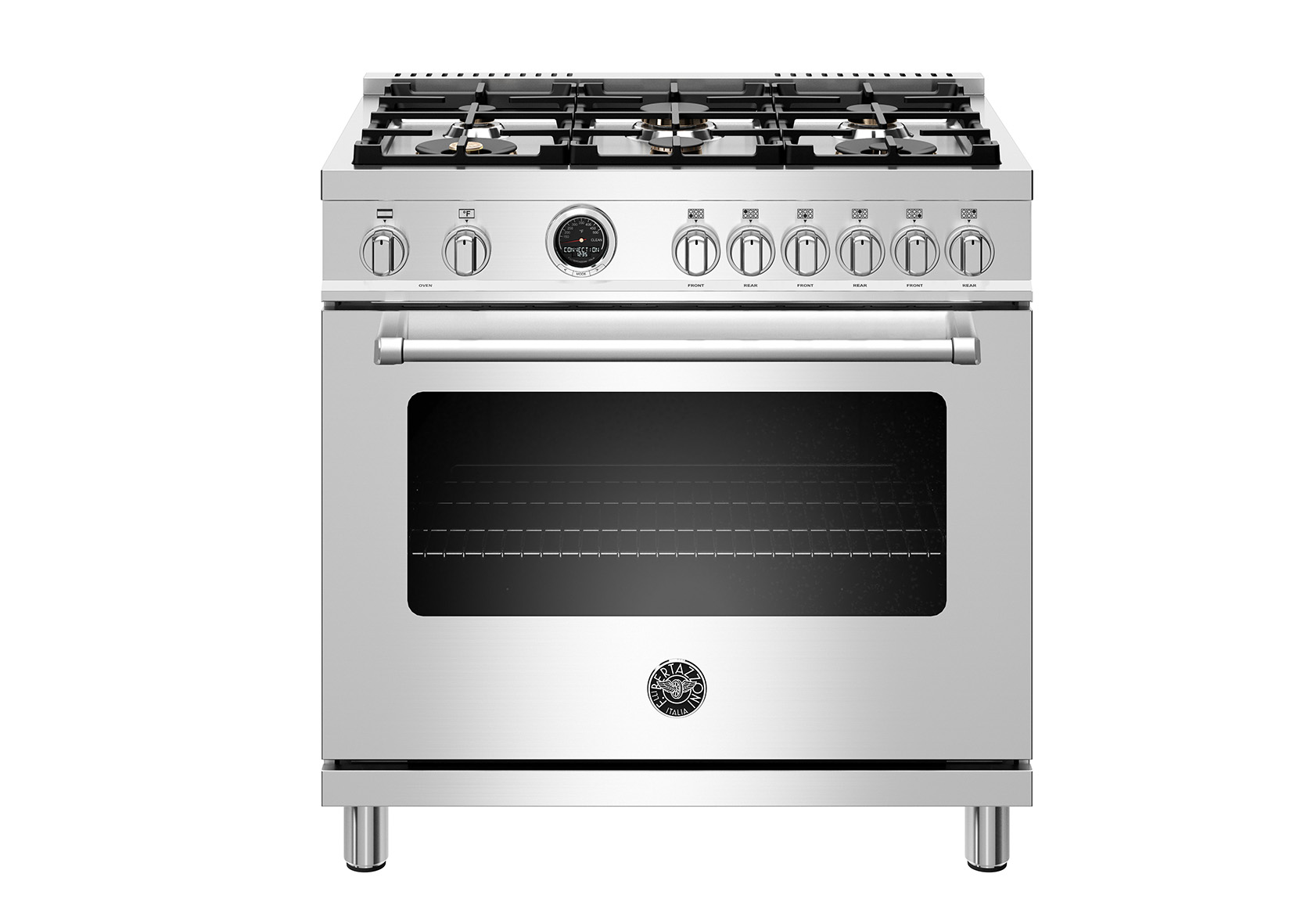 Bertazzoni 36" Master Series range - Electric self clean oven - 6 brass burners