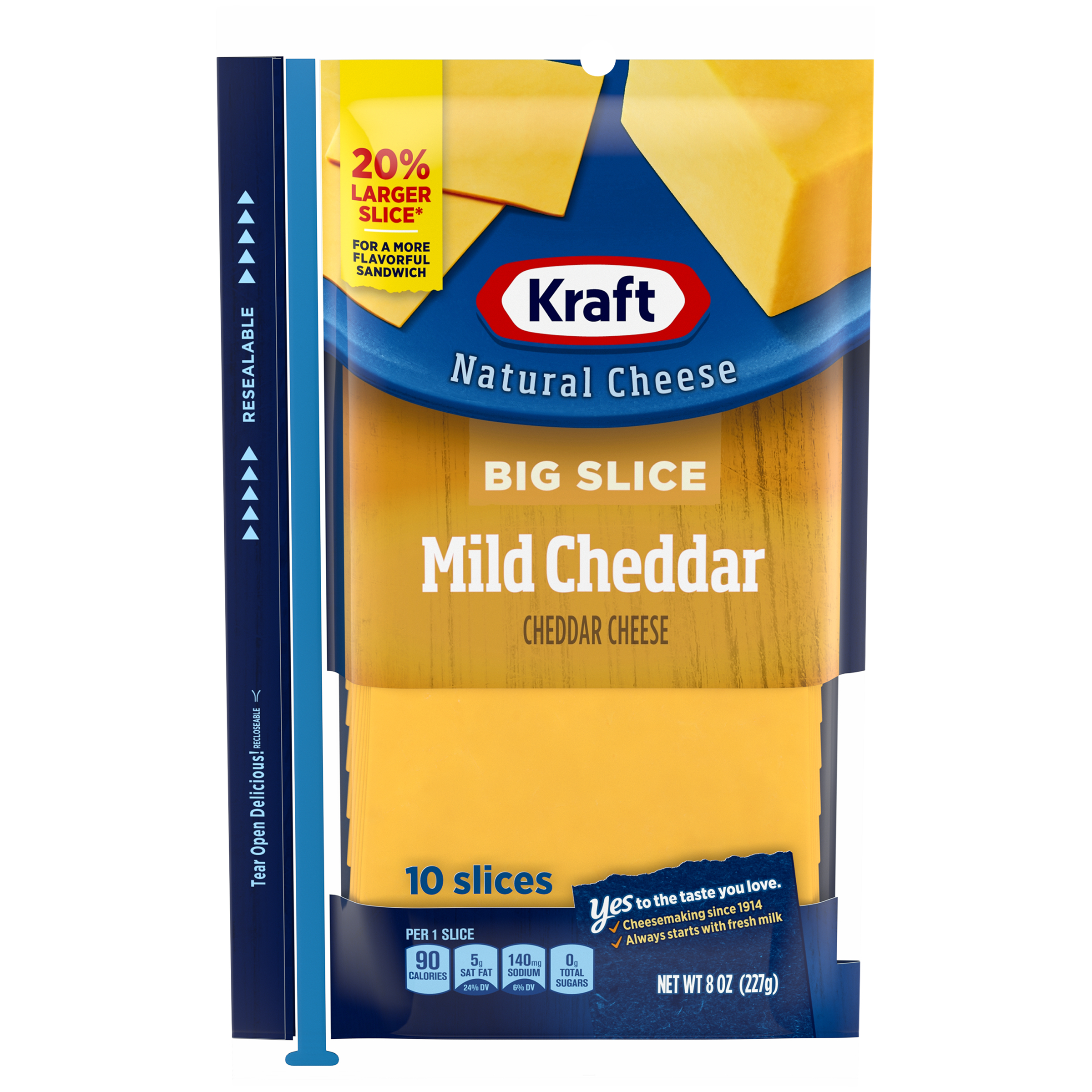 Kraft Big Slice Mild Cheddar Natural Cheese Slices 10 slices 8 oz