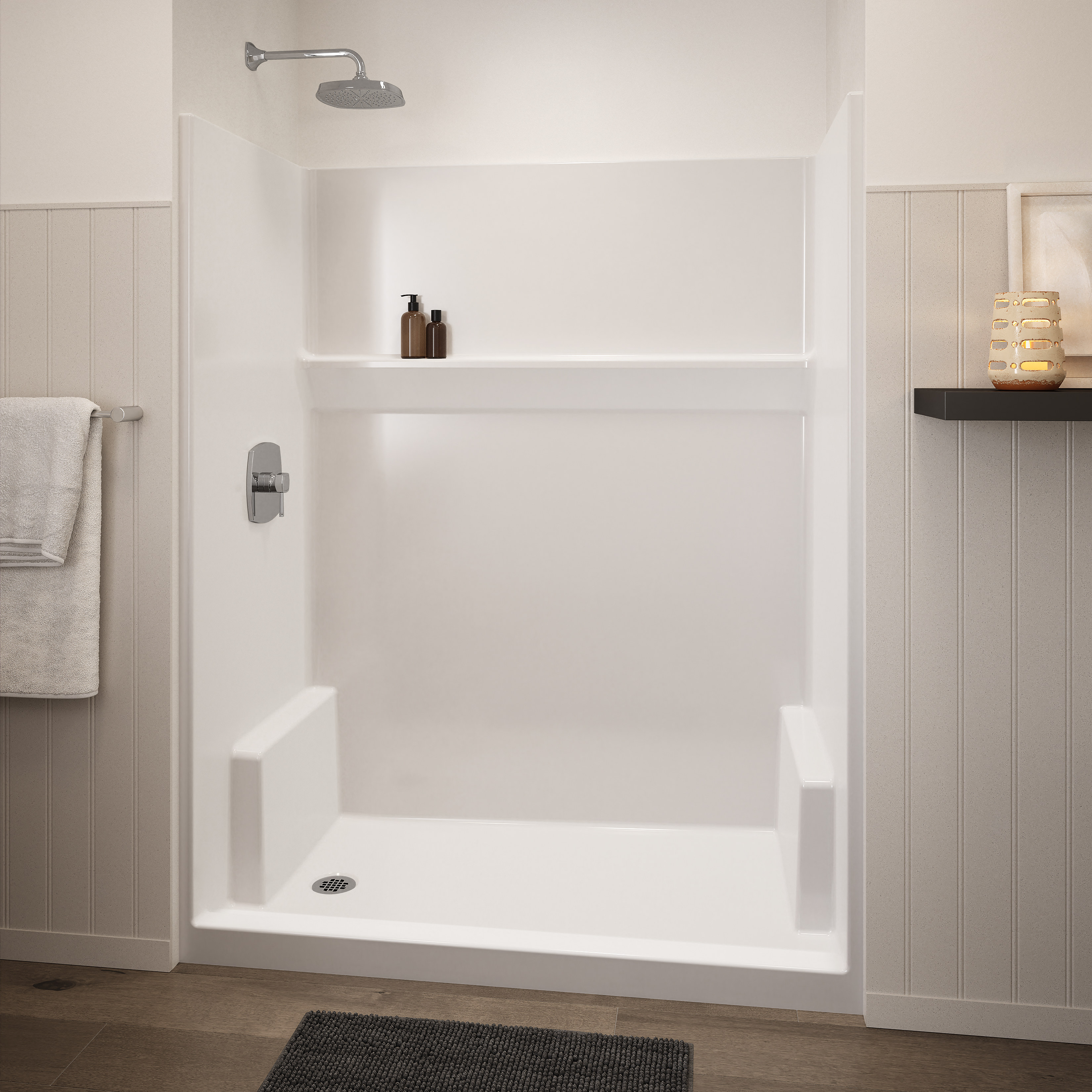Icon SH6032 AcrylX™ Alcove Left Hand Drain One-Piece Shower in White