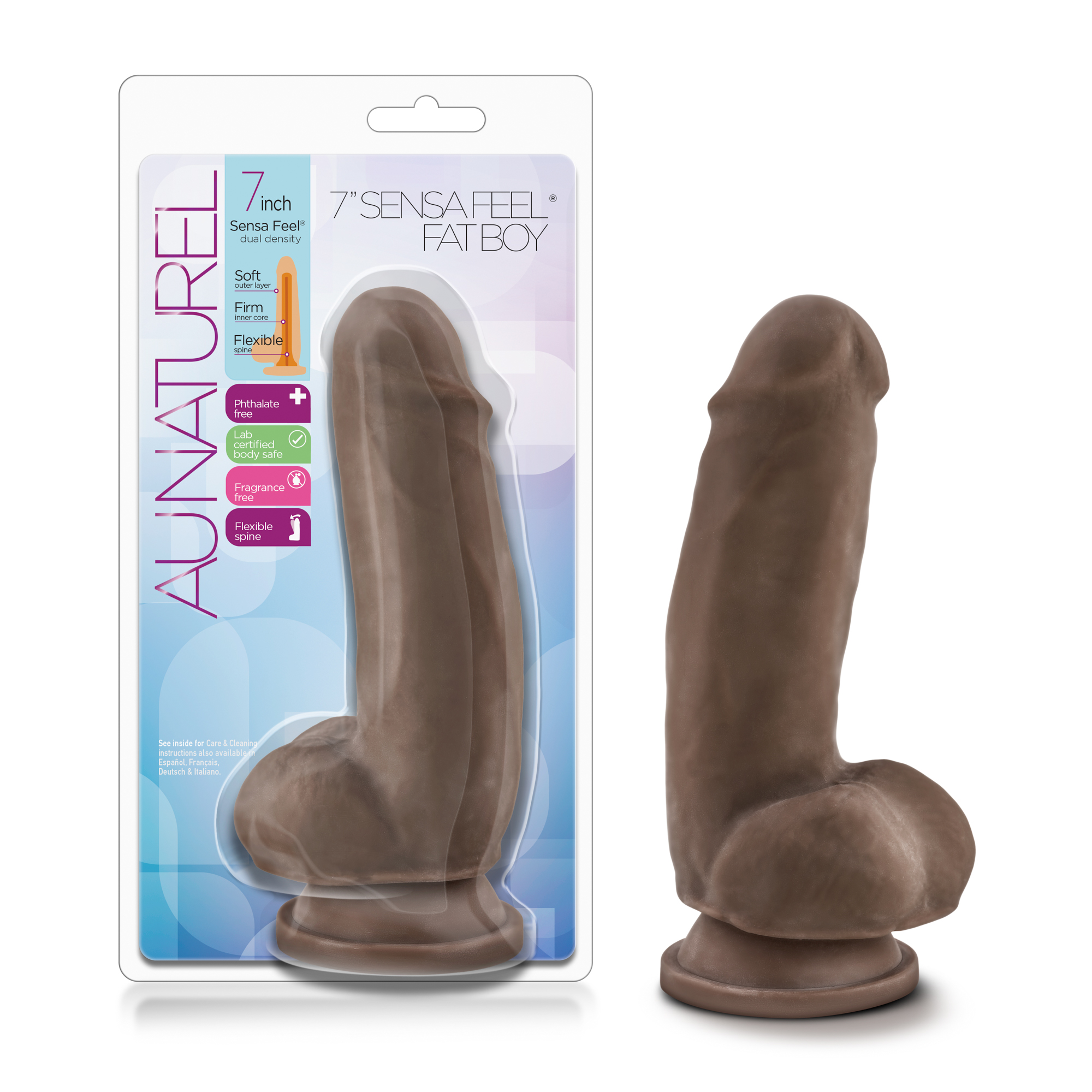 Blush Au Naturel Realistic Chocolate 7-Inch Long Dildo With Balls & Suction Cup Base