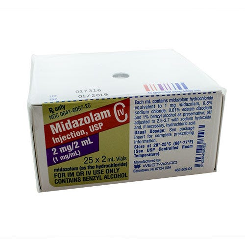 Midazolam 1mg/ml Vial 2ml - 25/Box