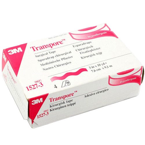 Transpore™ Surgical Tape, Transparent Plastic, 3" x 10yds - 4/Box