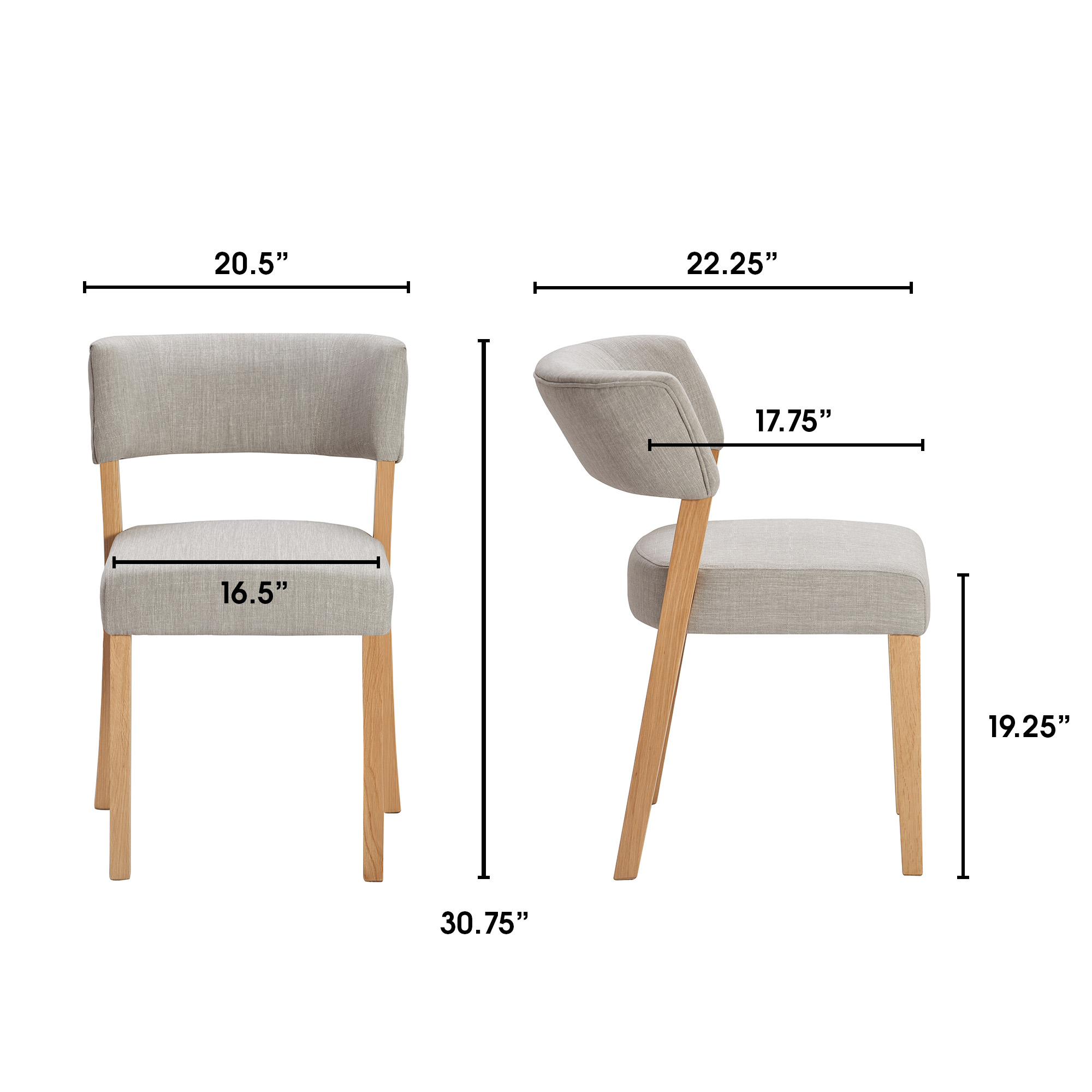 Waltham dining chair with dimensions