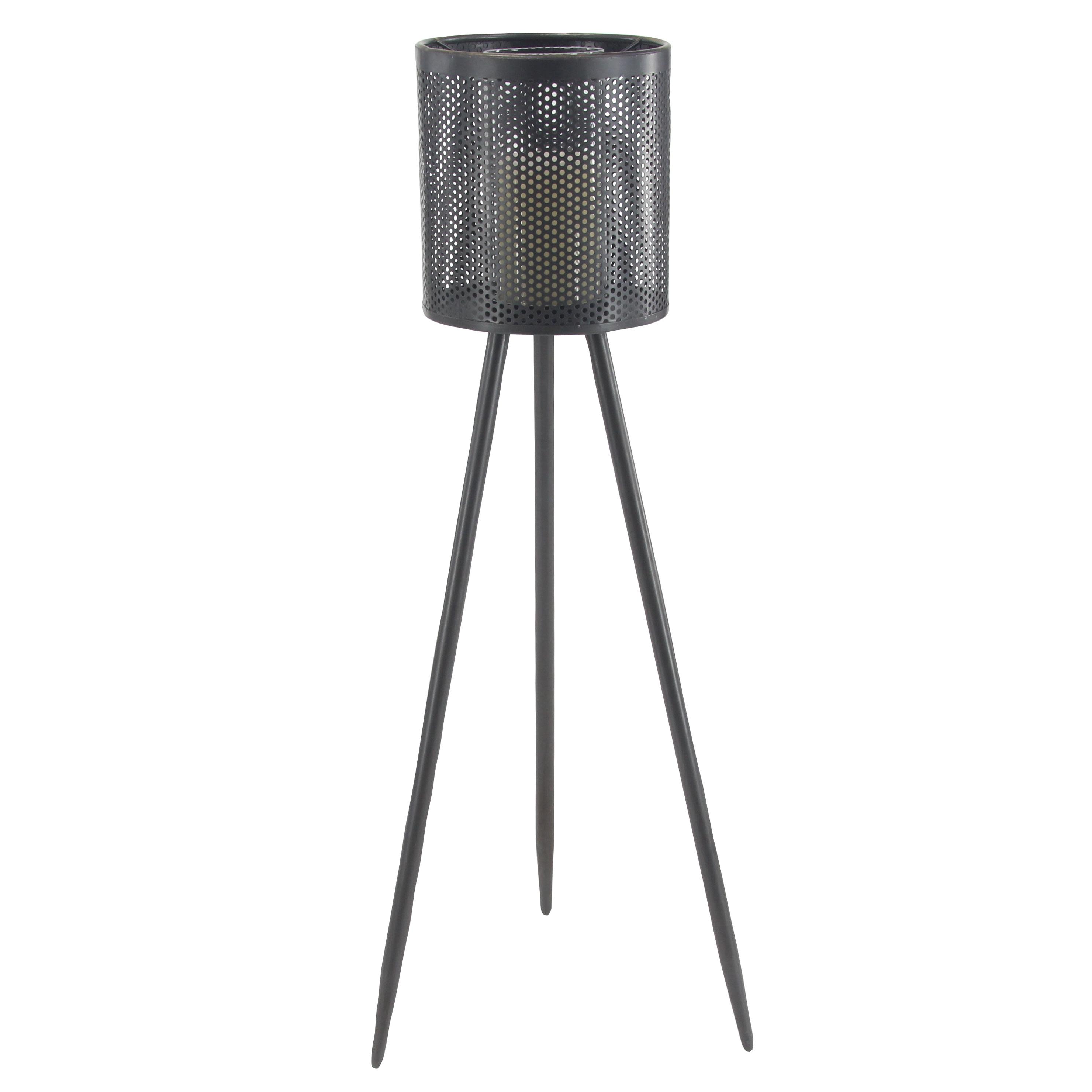 Black Metal Industrial Candle Holder, 41" x 17" x 17"