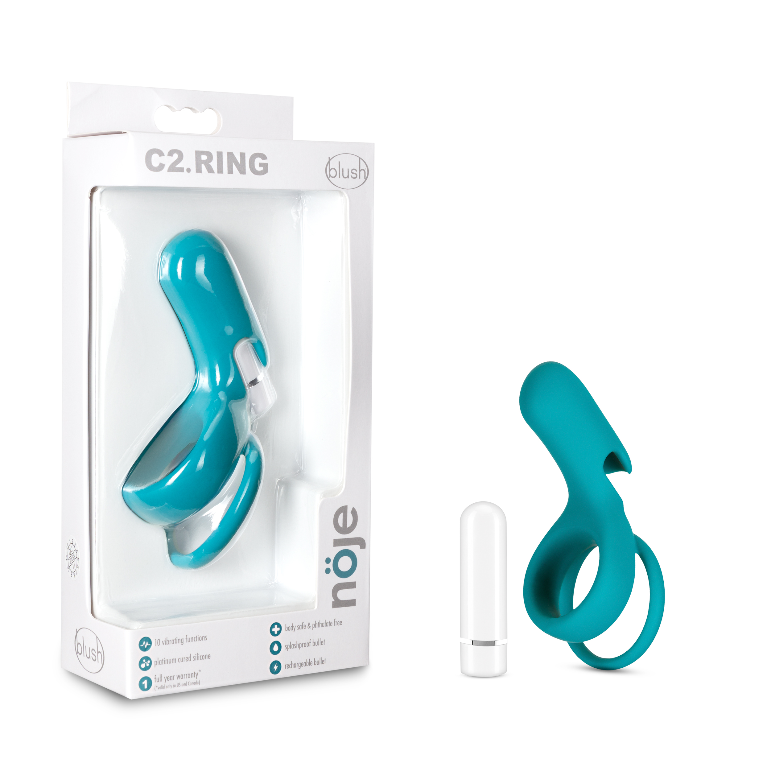 Blush Noje? / C2 Juniper: Rechargeable Vibrating Penis Ring  - Made with Puria? Silicone