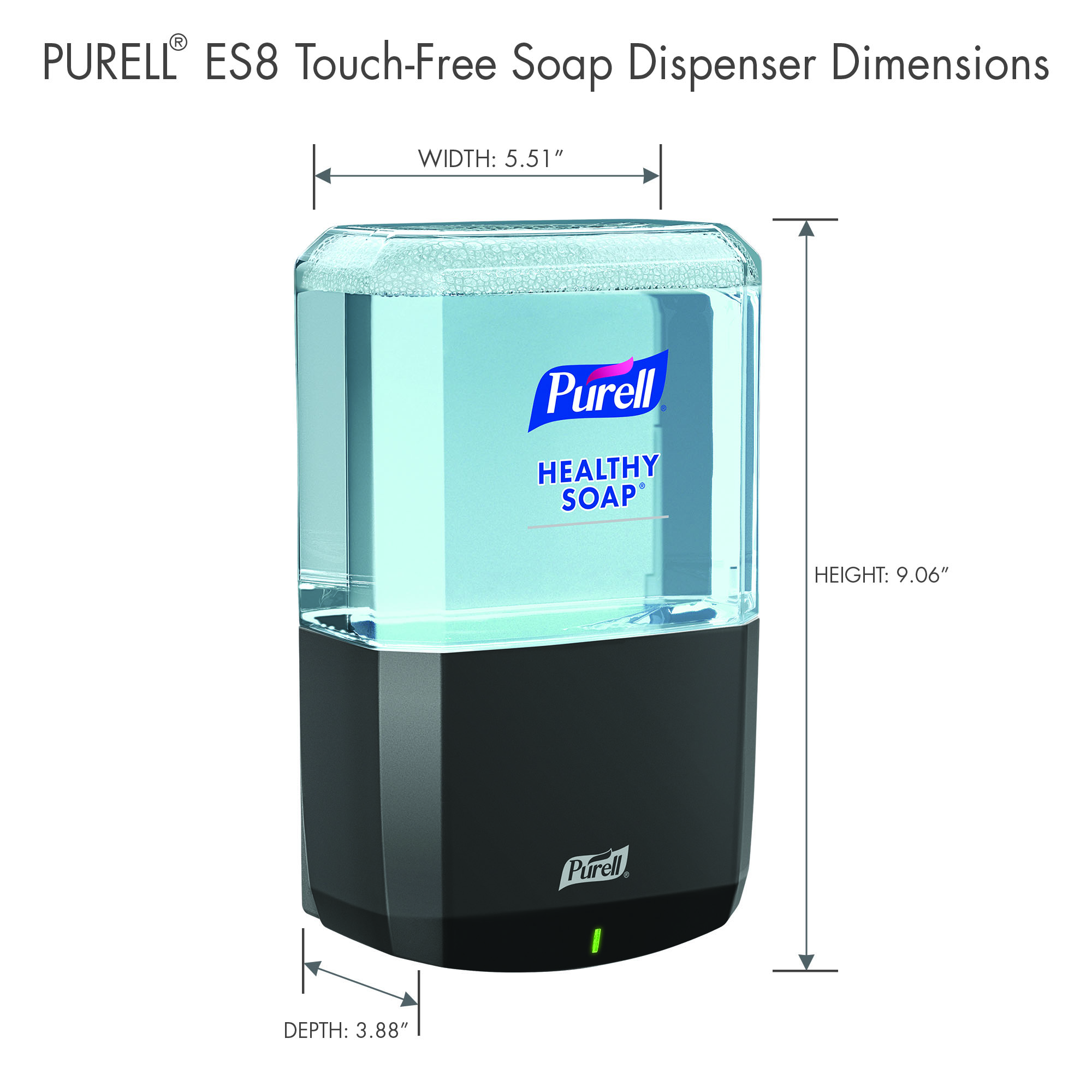 Picture of PURELL® Soap Dispenser, Es8 Touch-Free , 1200ml, 5.25" X 8.56" X 12.13", Graphite