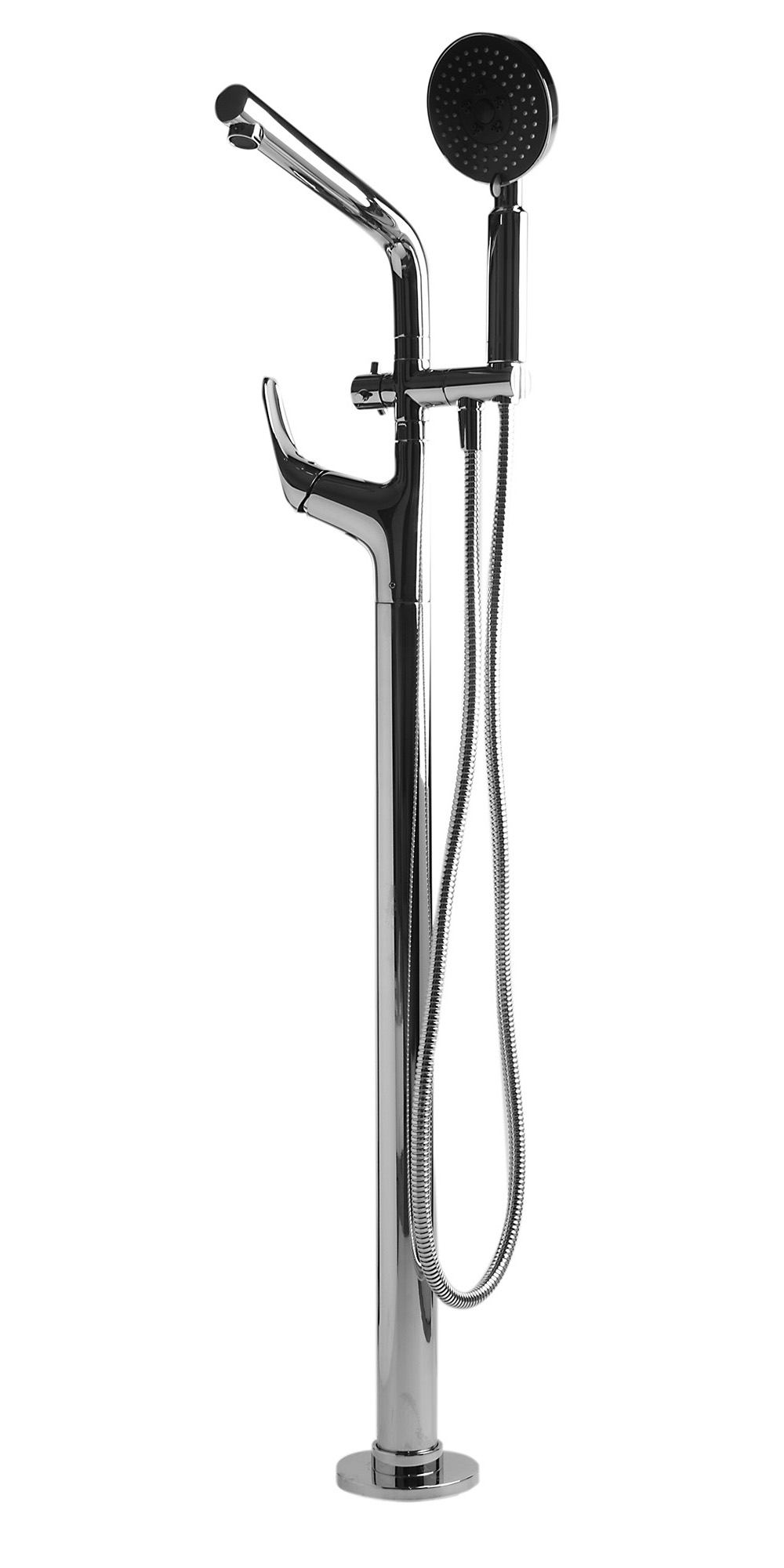 ALFI brand Brass, AB2758-PC Polished Chrome Floor Mounted Tub Filler + Mixer /w additional Hand Held Shower Head