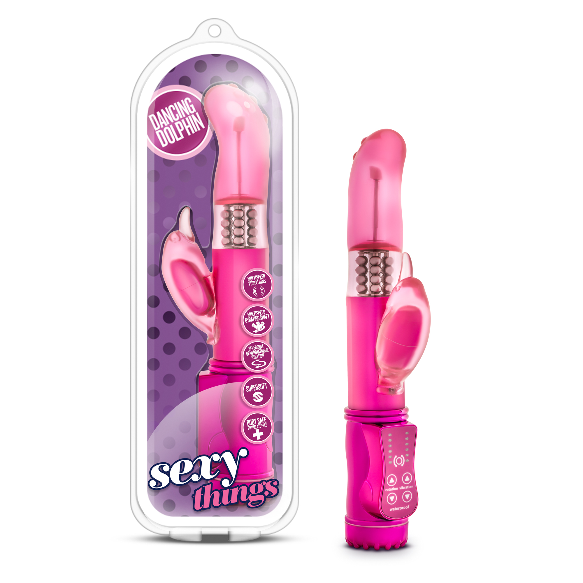 Blush Sexy Things Dancing Dolphin Curved Fuchsia 8.75-Inch Rabbit Vibrator