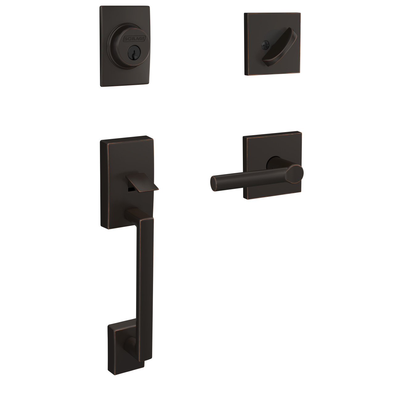 Custom Single Cylinder Handleset and Broadway Lever with Collins Trim