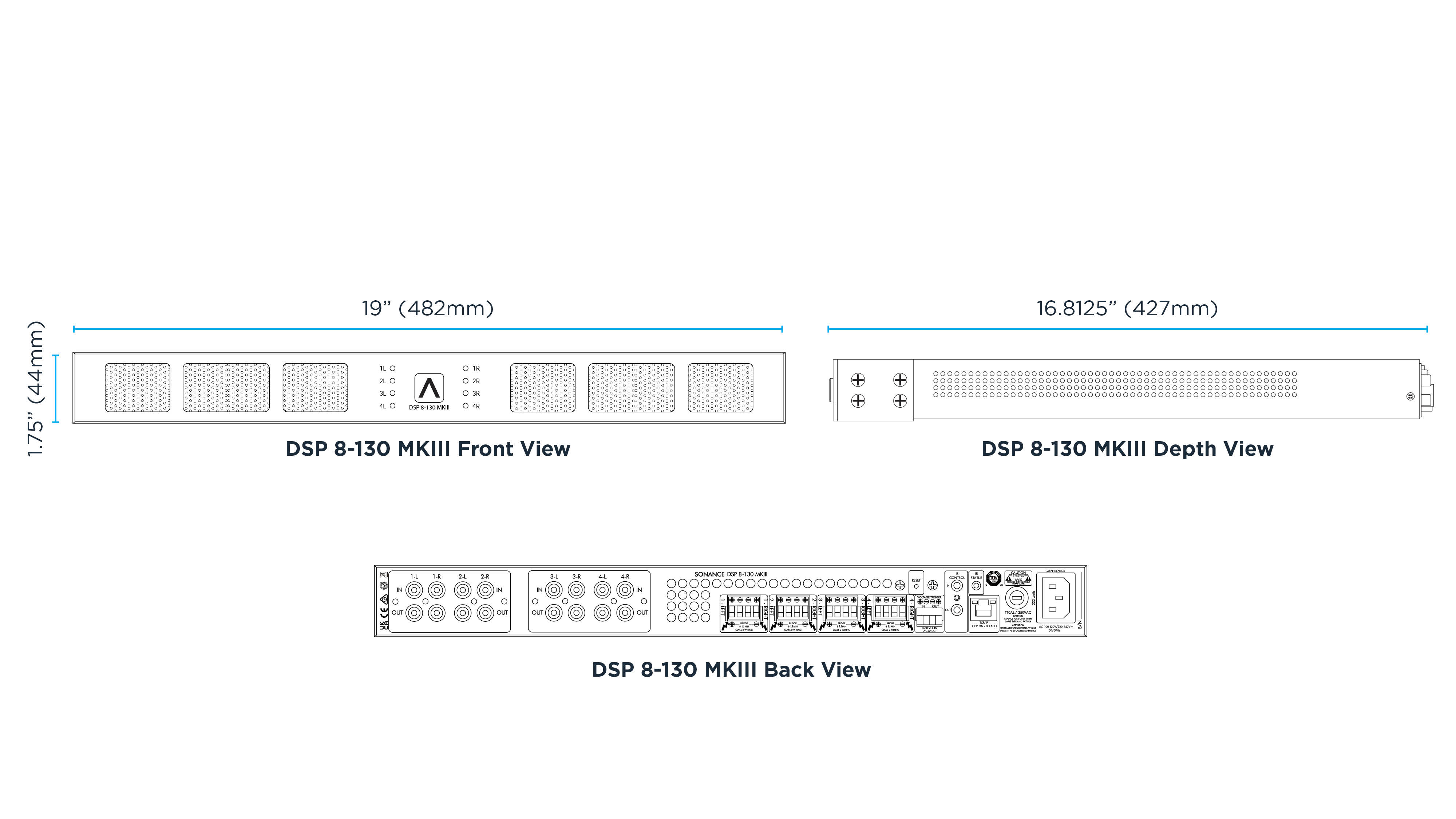 DSP 8-130 MKIII Dimensional Drawings