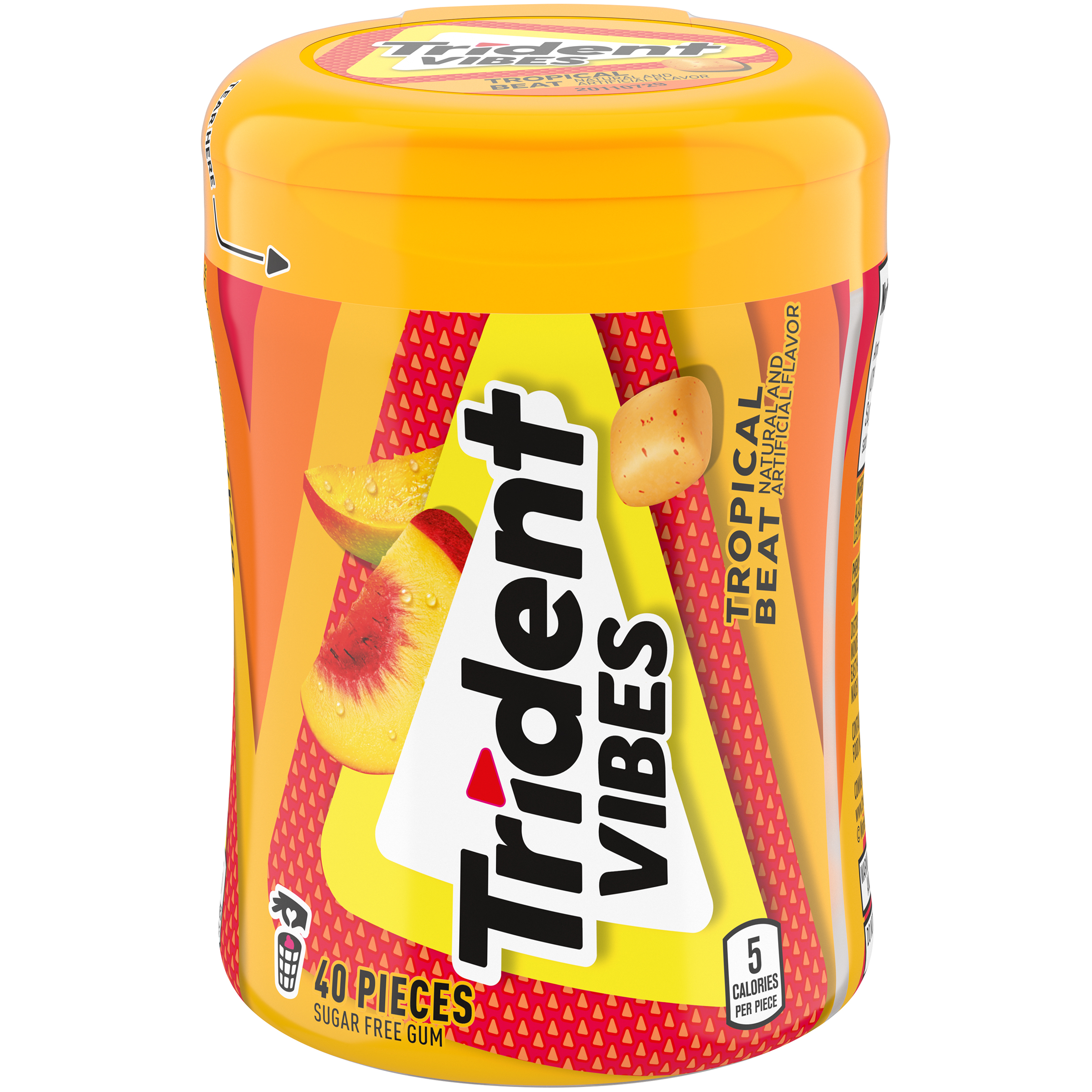 TRIDENT VIBES Tropical Beat Sugar Free Gum 40PCS 6x4
