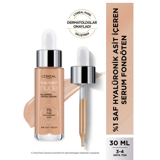 l'oréal paris true match nude fondöten serum 3-4 light medium