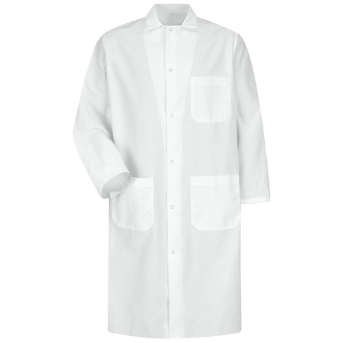 Gripper-Front Butcher Coat with Interior Pocket