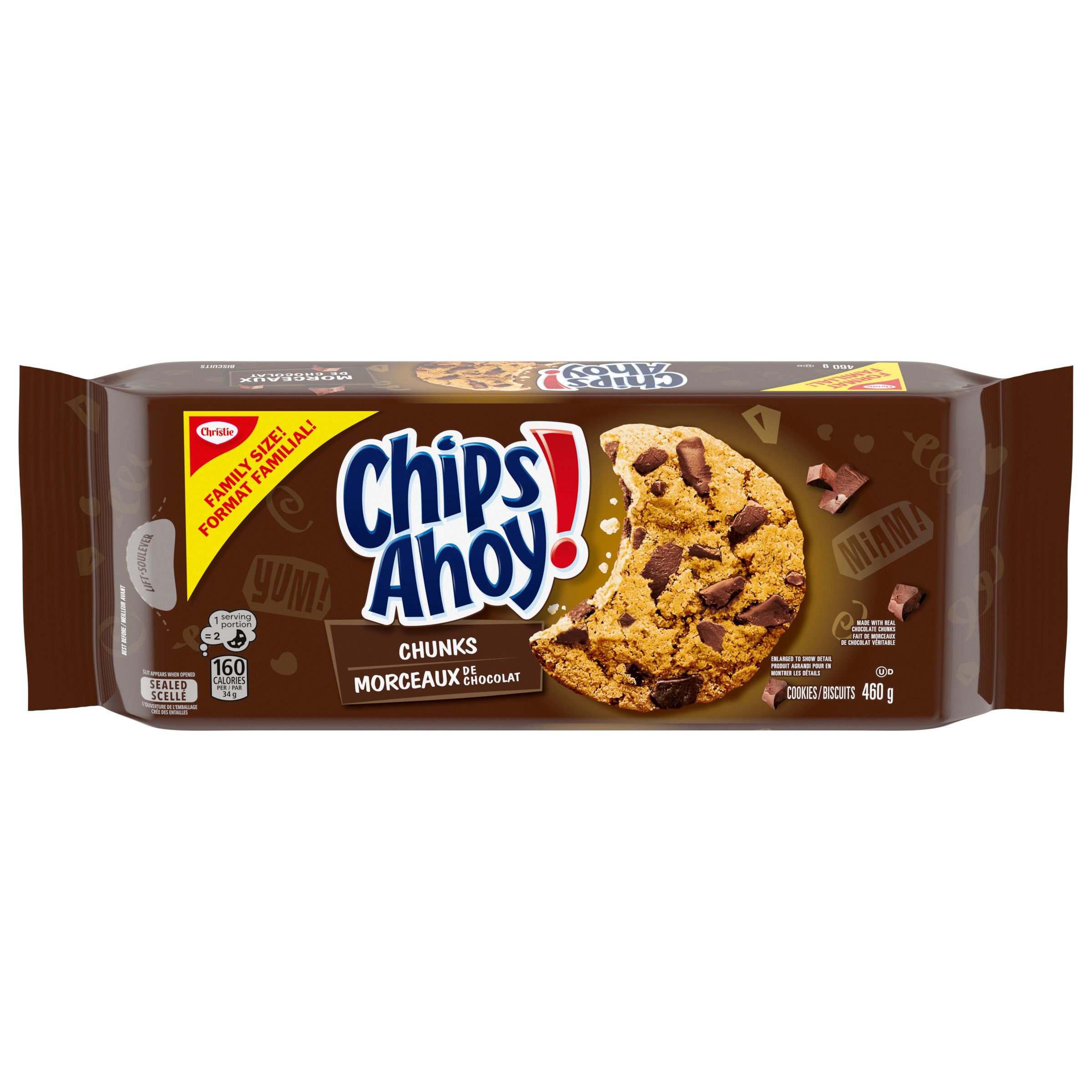 Biscuits CHIPS AHOY! Morceaux de chocolat, 1 emballage refermable, format familial de 460g-1