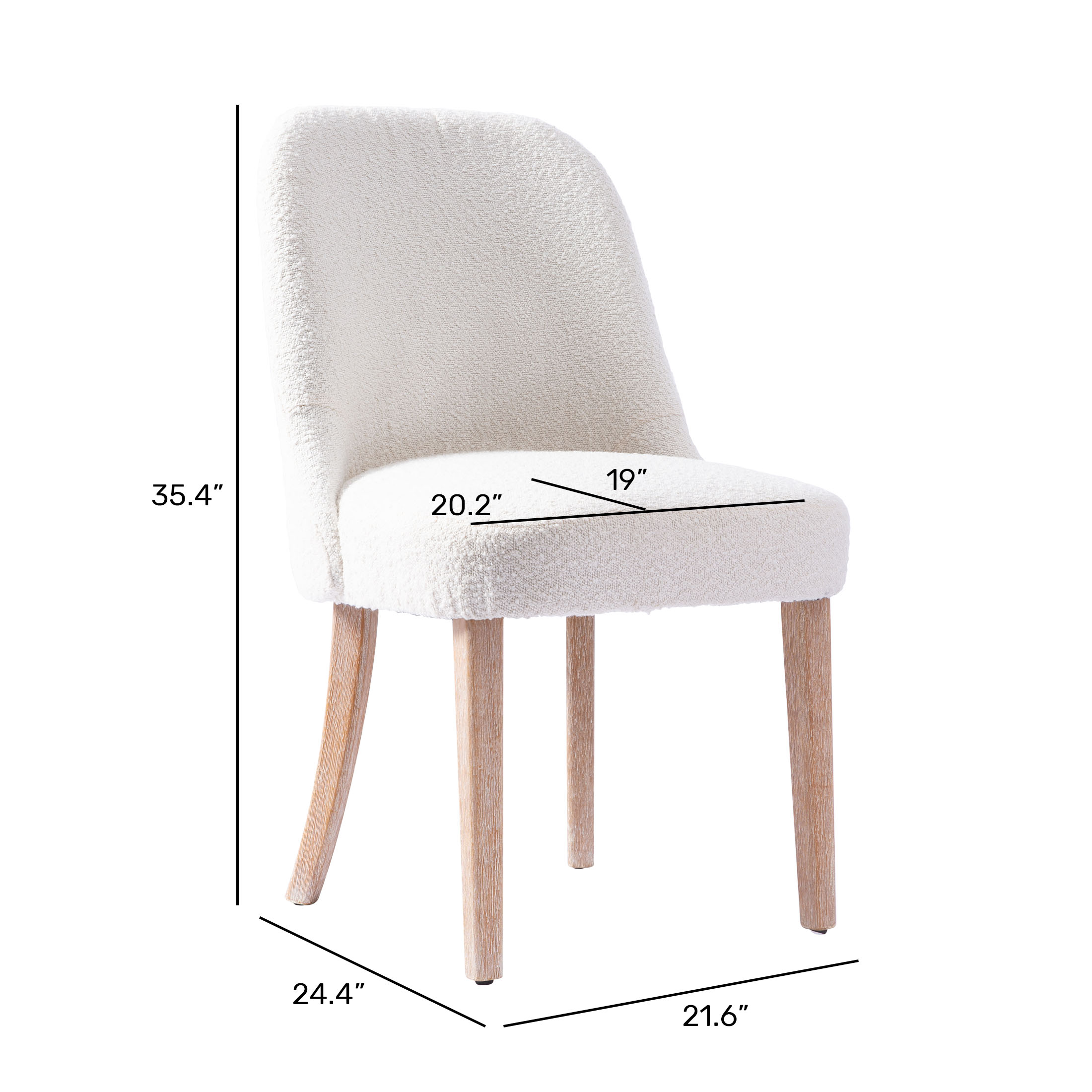 Mid-Century Modern Upholstered Boucle Dining ChairWWT Spec Image