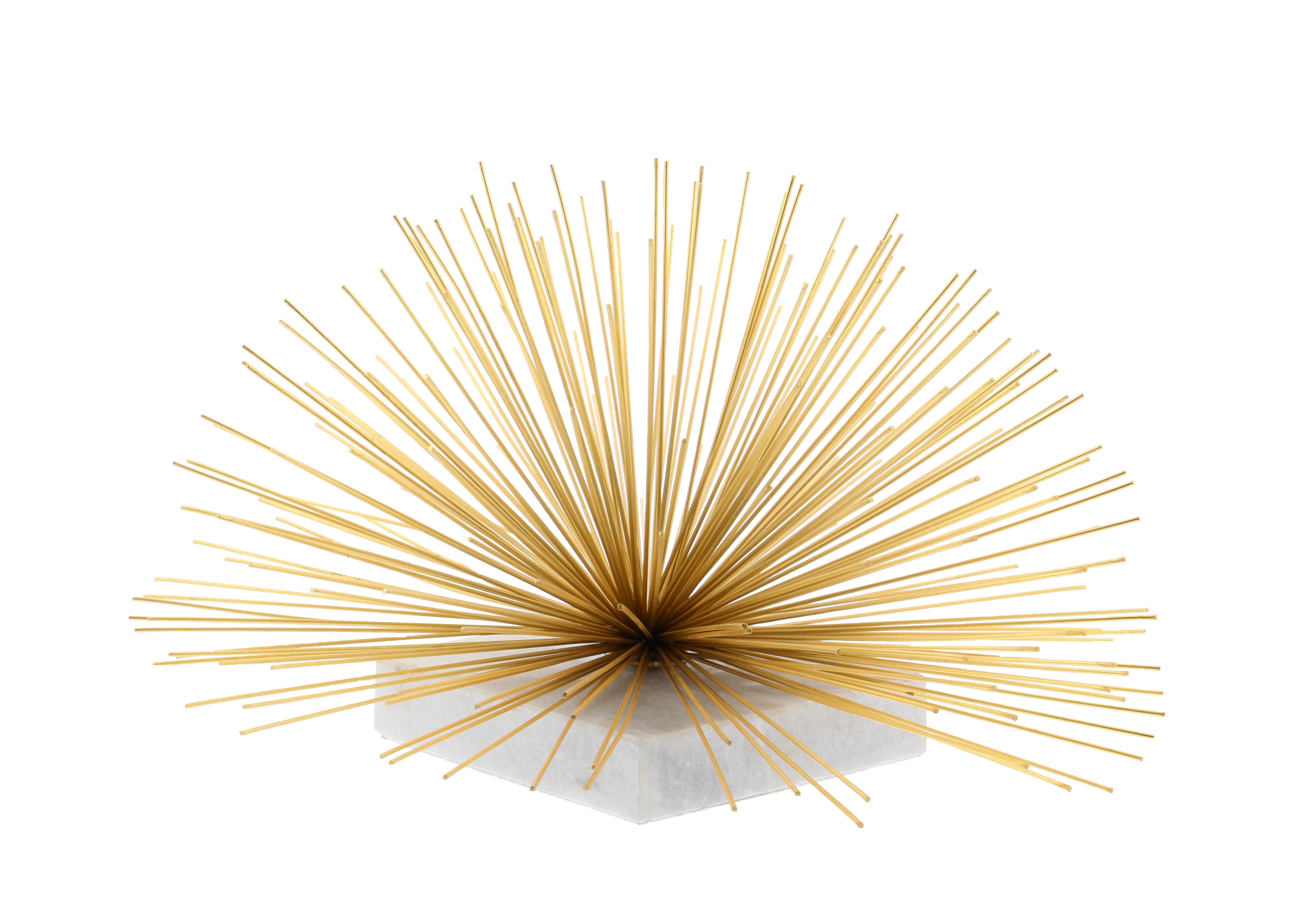 Gold Metal Modern Sculpture, 6" x 12" x 12"