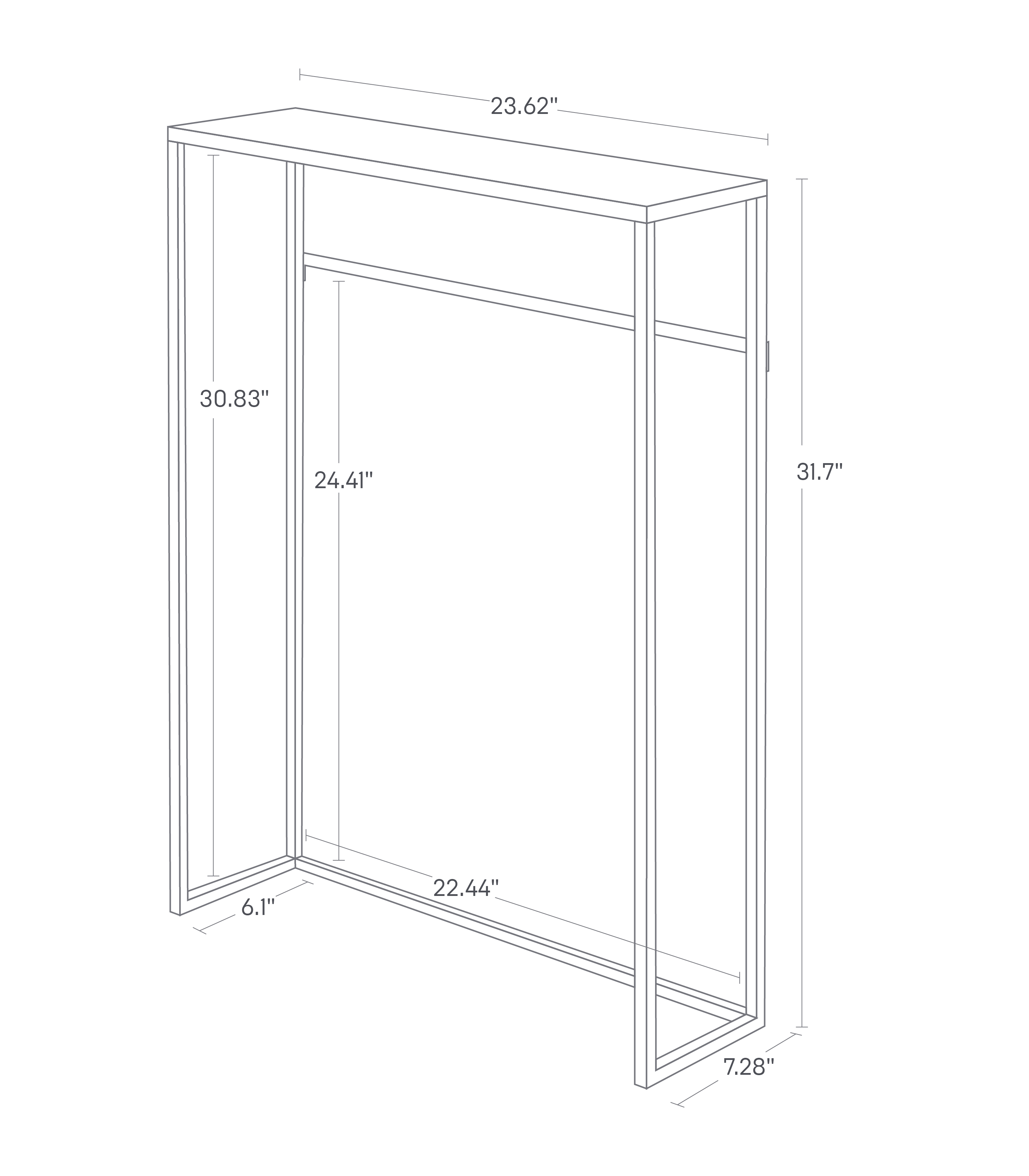 Dimension image for Narrow Entryway Console Table showing a total height of 31.7