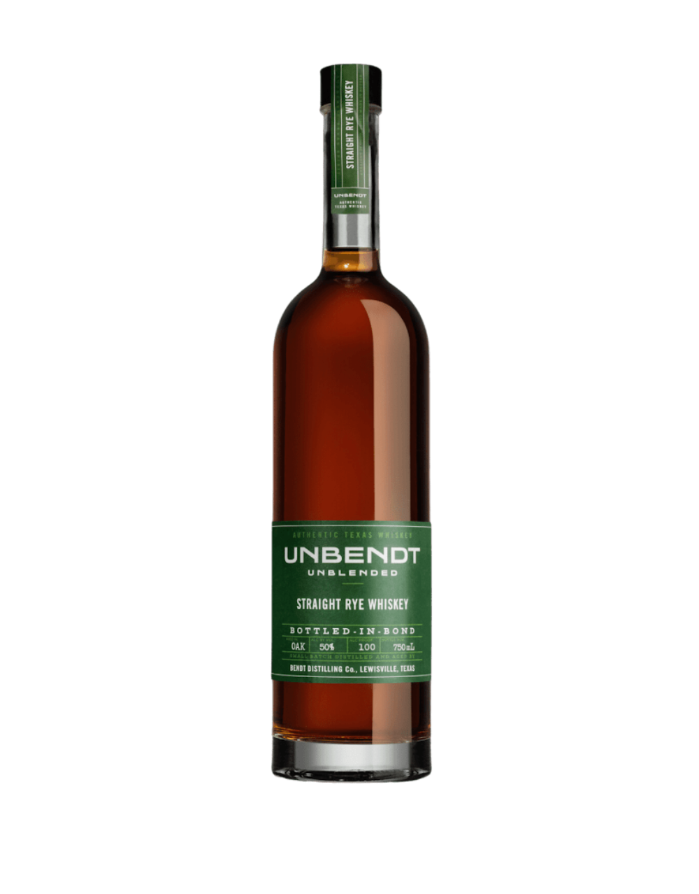UNBENDT TEXAS BOTTLED IN BOND TEXAS STRAIGHT RYE WHISKEY