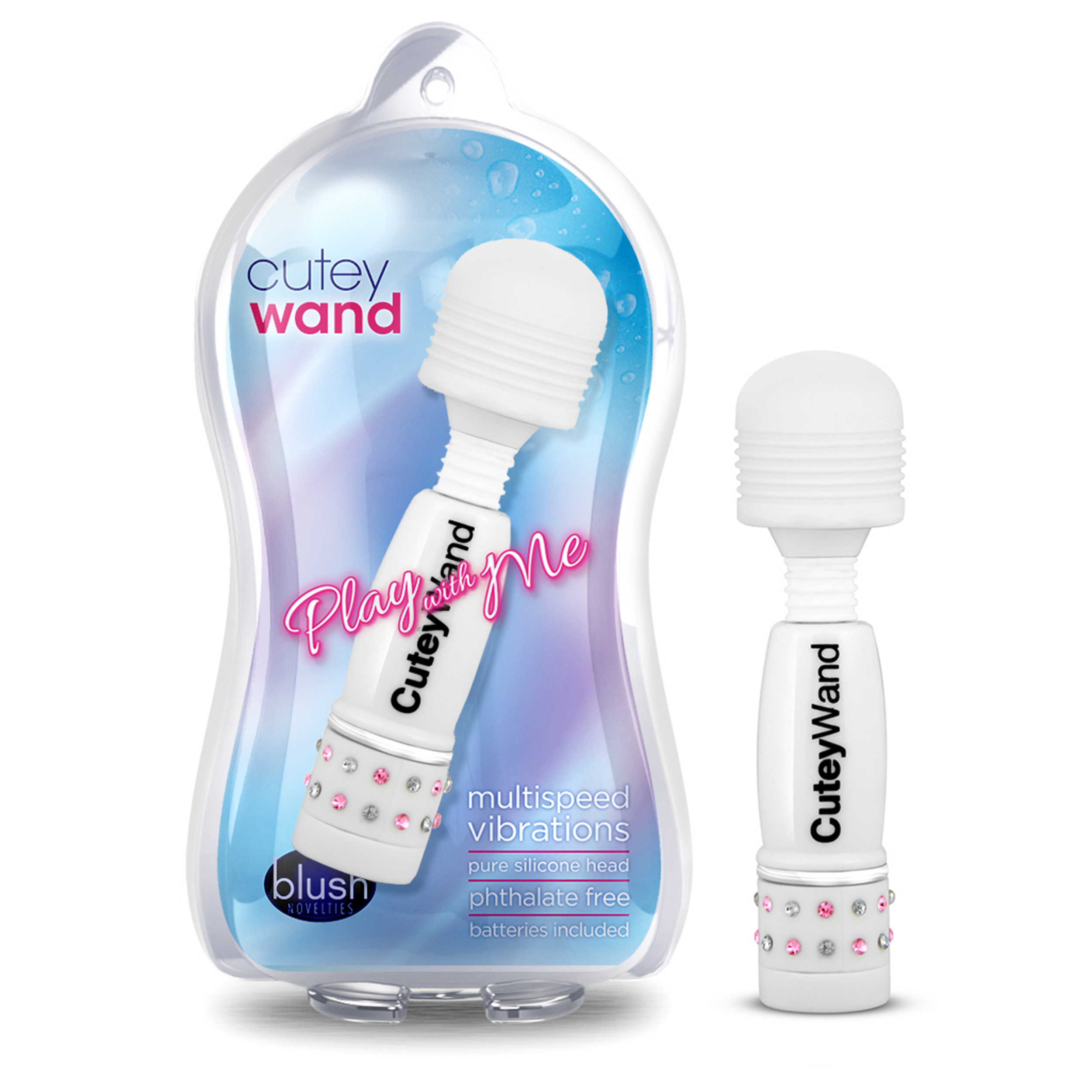 Blush Play with Me Cutey Wand White Vibrating Mini Massage Wand