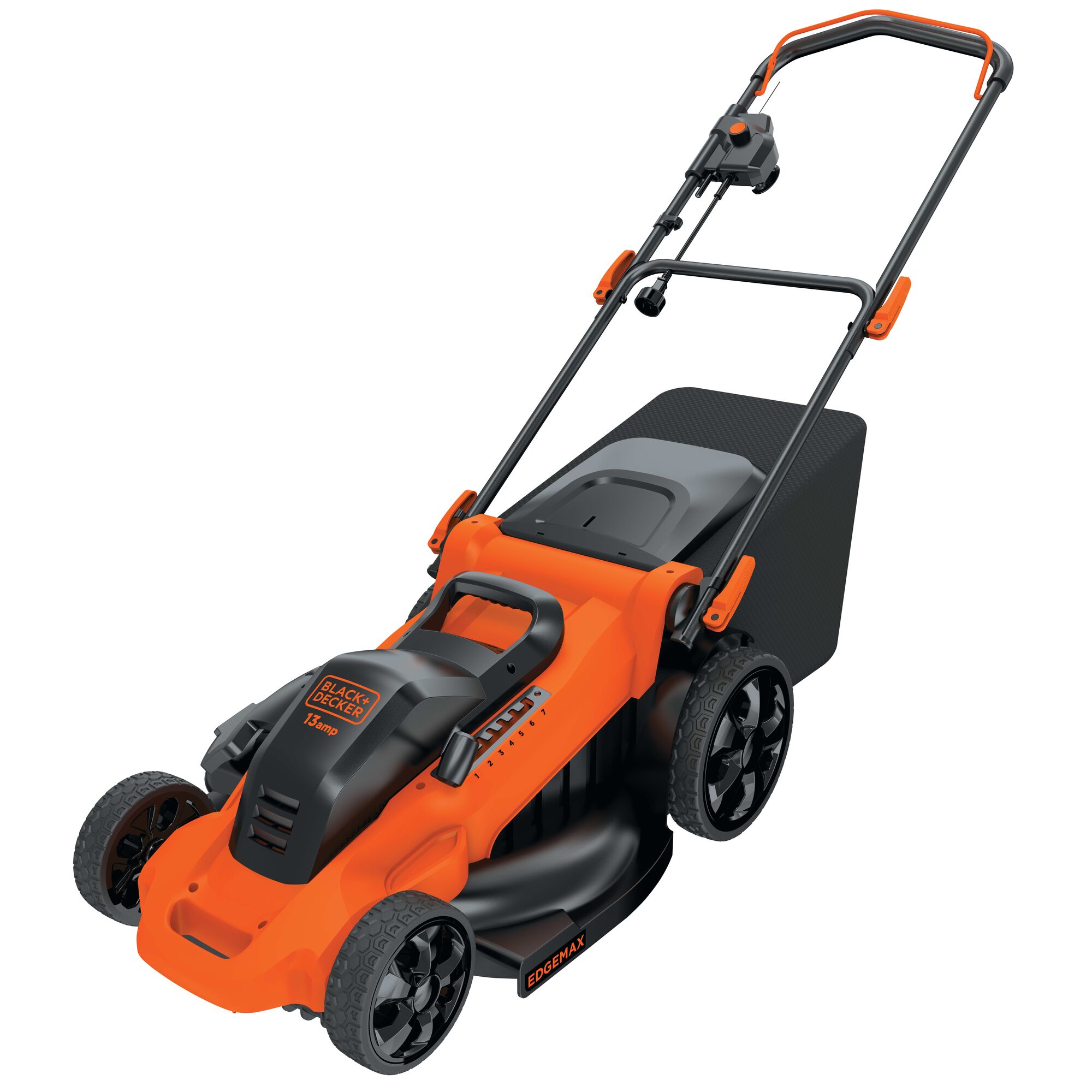Corded Lawn Mower on white background.