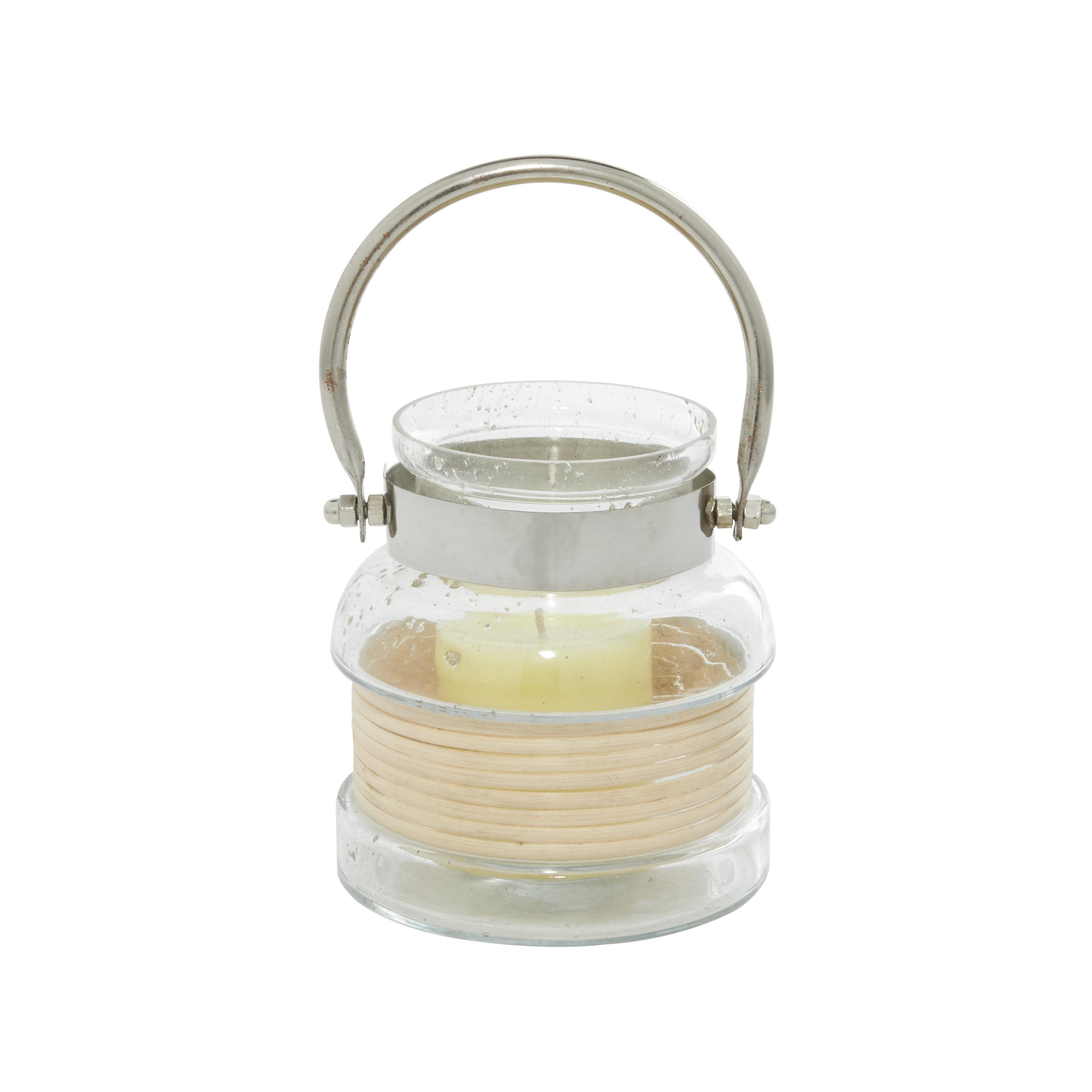 Multi Colored Glass Contemporary Lantern, 6" x 6" x 6"