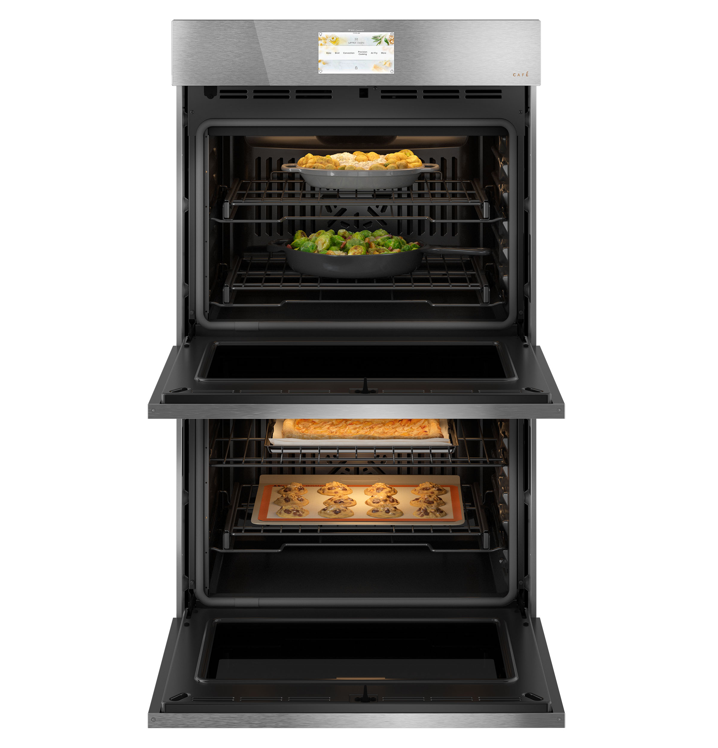 Café™ Minimal 30" Platinum Glass Built In Convection Double Electric Wall Oven view 3