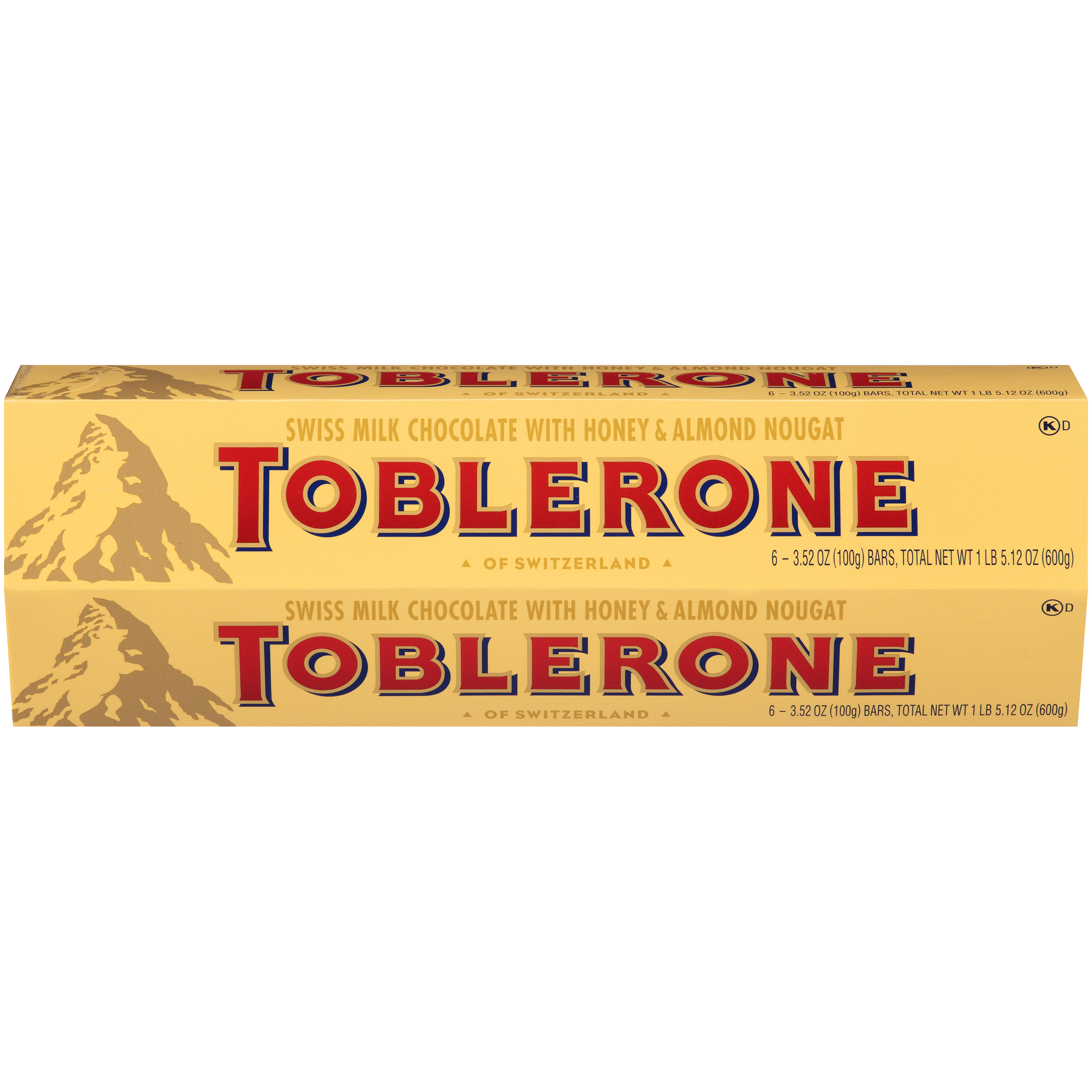 Toblerone Swiss Milk Chocolate Candy Bars with Honey and Almond Nougat, 6 - 3.52 oz Bars