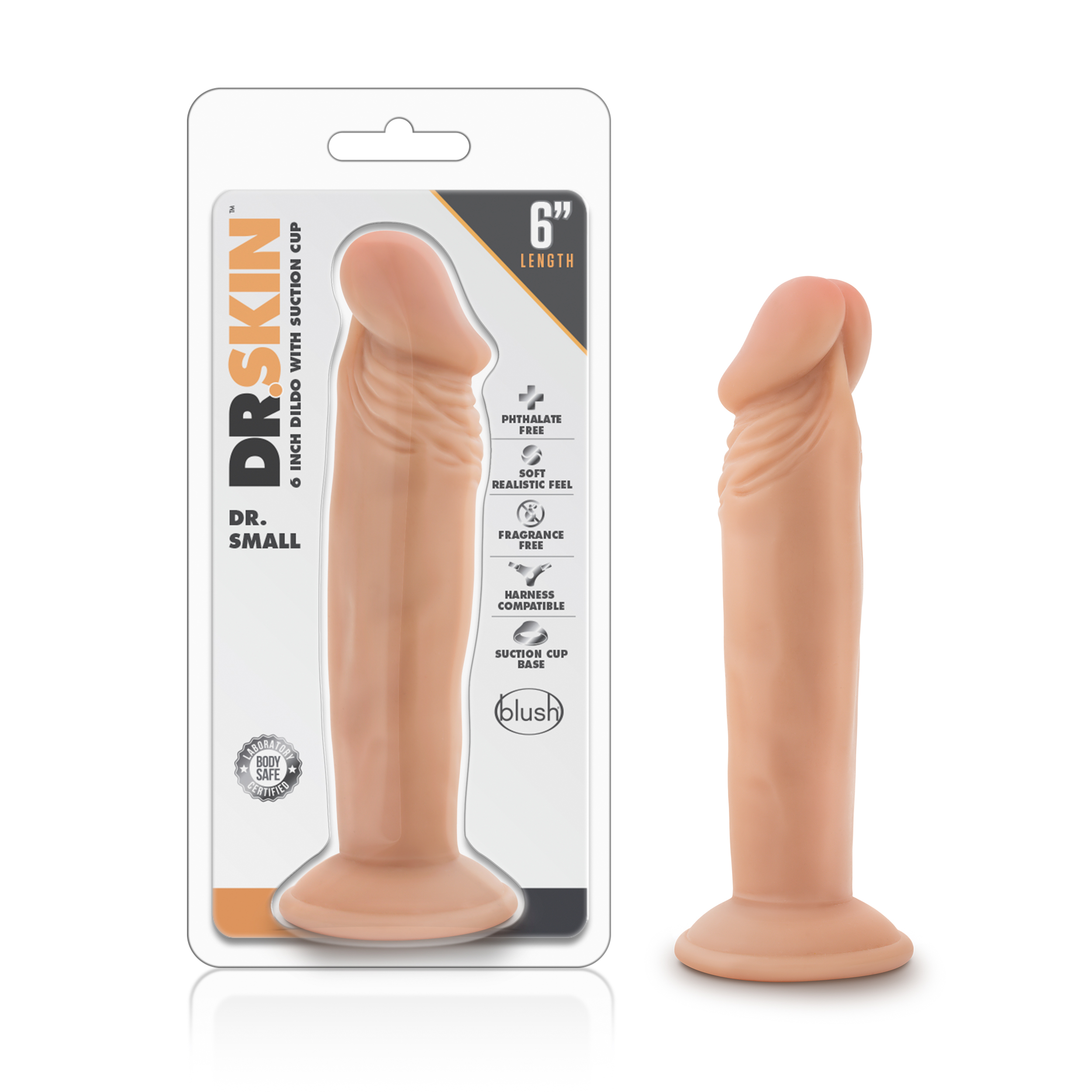 Blush Dr. Skin Dr. Small Realistic Vanilla 6.5-Inch Long Dildo With Suction Cup Base