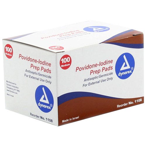Povidone Iodine Prep Pad, Medium - 100/Box