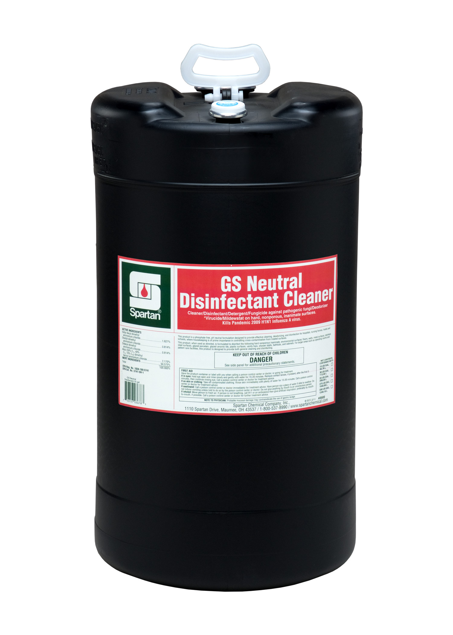 Spartan Chemical Company GS Neutral Disinfectant Cleaner, 15 GAL DRUM