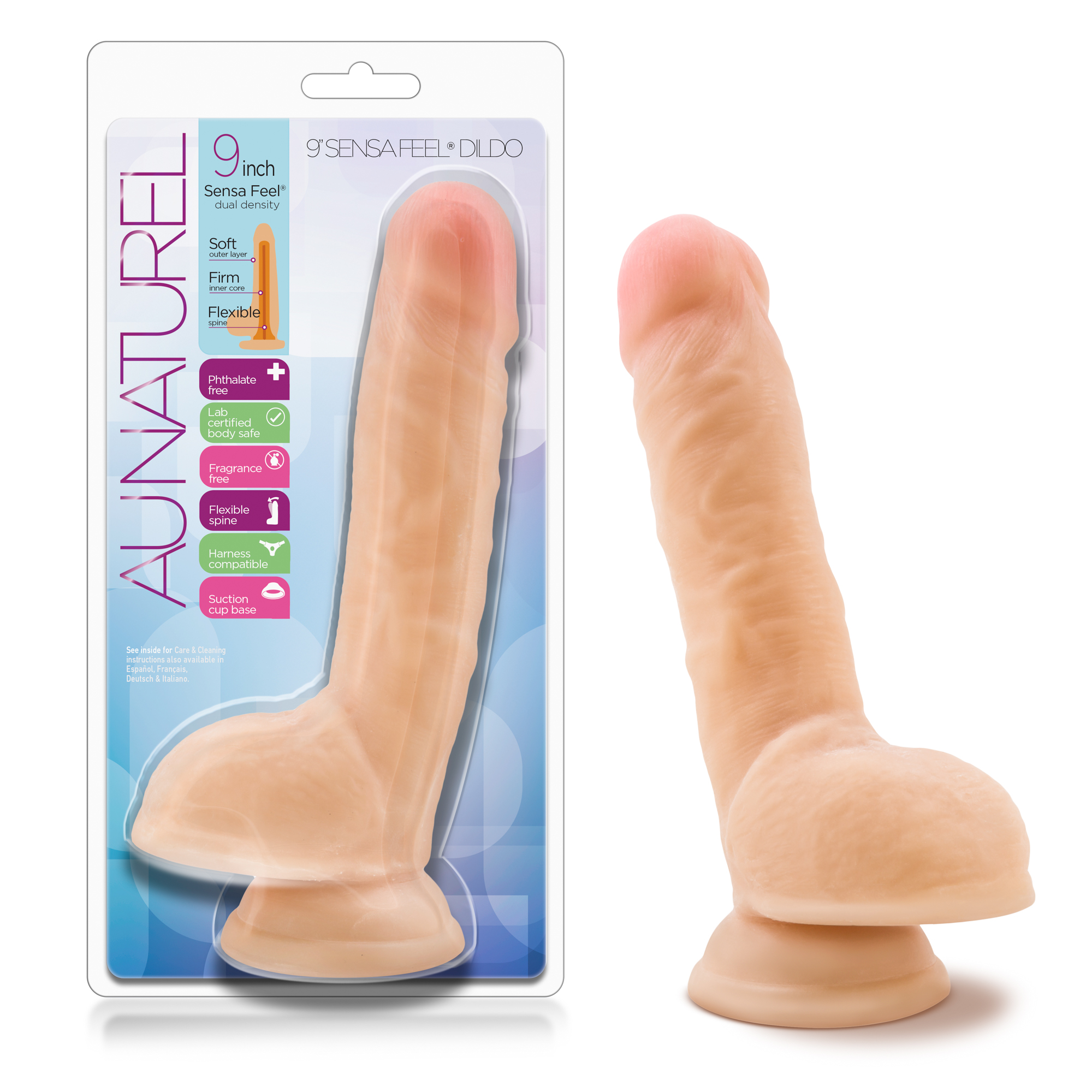 Blush Au Naturel Realistic Beige 9-Inch Long Dildo With Balls & Suction Cup Base