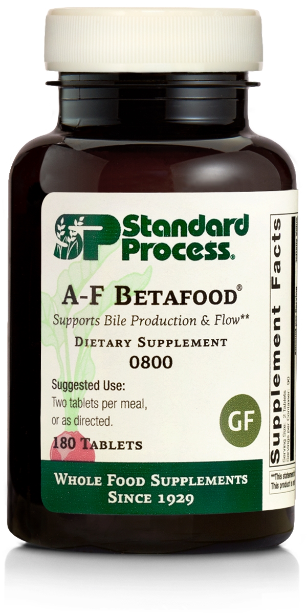 Standard Process A-F Betafood - Gluten-Free Liver Support, Cholesterol Metabolism, and Gallbladder Support Supplement with Vitamin A, Iodine, Vitamin B6 - 360 Tablets