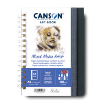 Canson Artist Series Mixed Media Art Book, Fabric Cover, Side Wire Binding, 56 Sheet, 8.3x11.7 inch