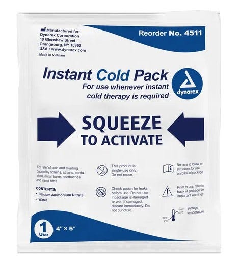 Cold Pack Instant 4" x 5"  Plastic Backing 24/Case