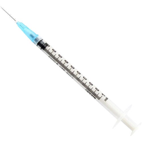 1 cc Tuberculin Syringe w/25ga x 5/8" Needle, Luer Slip Tip - 100/Box