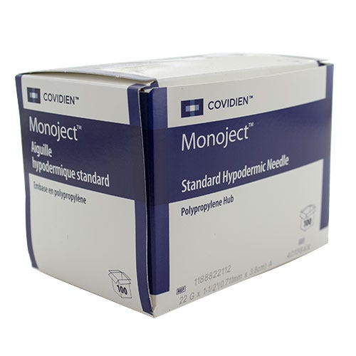 Monoject™ Hypodermic Needle, 22 G x 1-1/2", Polypropylene Hub, Sterile, SoftPack - 100/Box