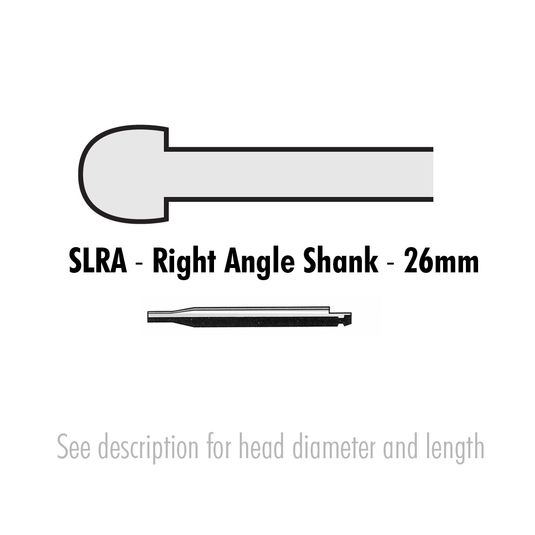 Carbide Bur, #8 Round, Right Angle Surgical Length (26mm), Non-Sterile - 5/Box
