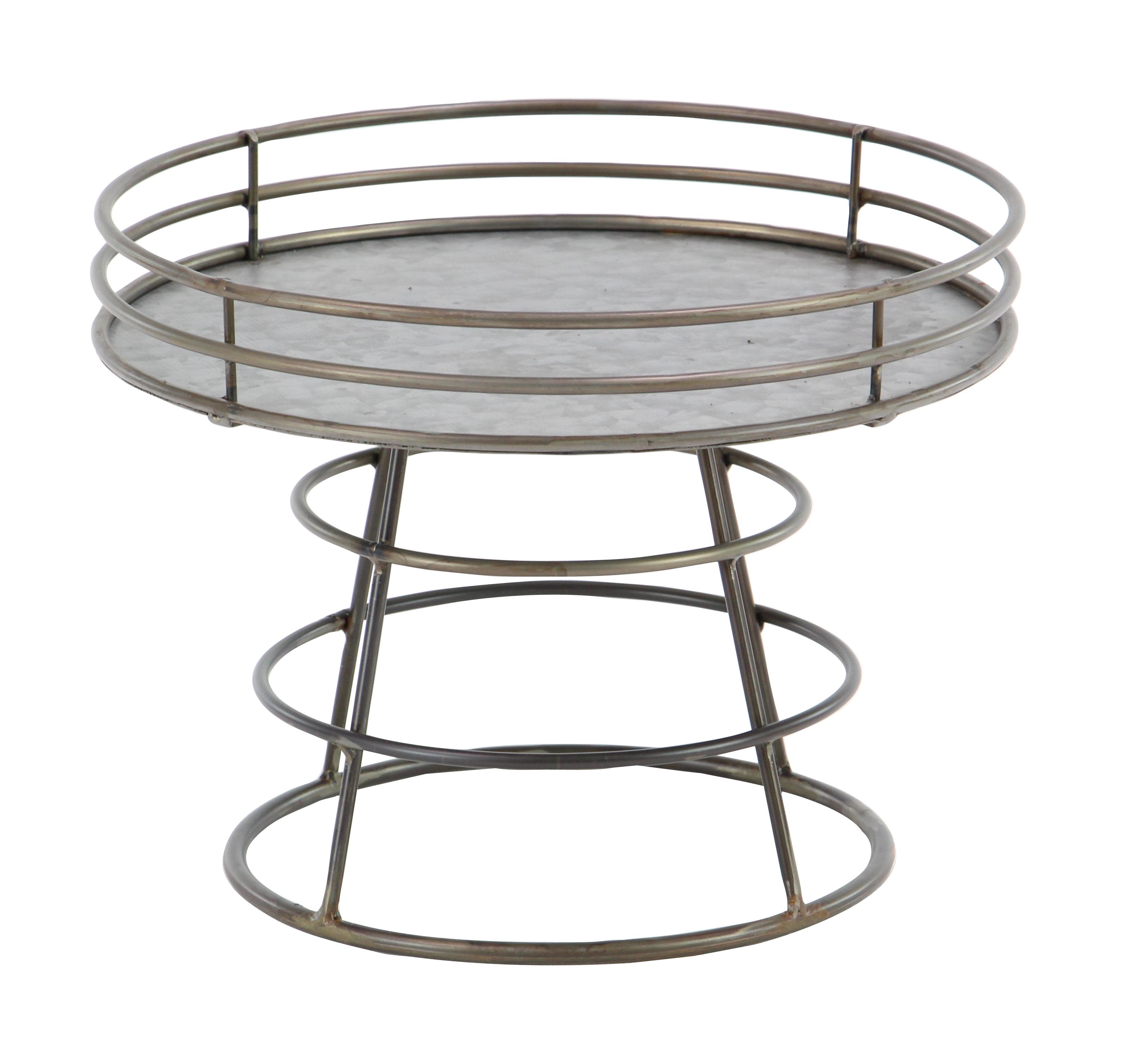 Gray Metal  Cake Stand, 14" x 14" x 10"