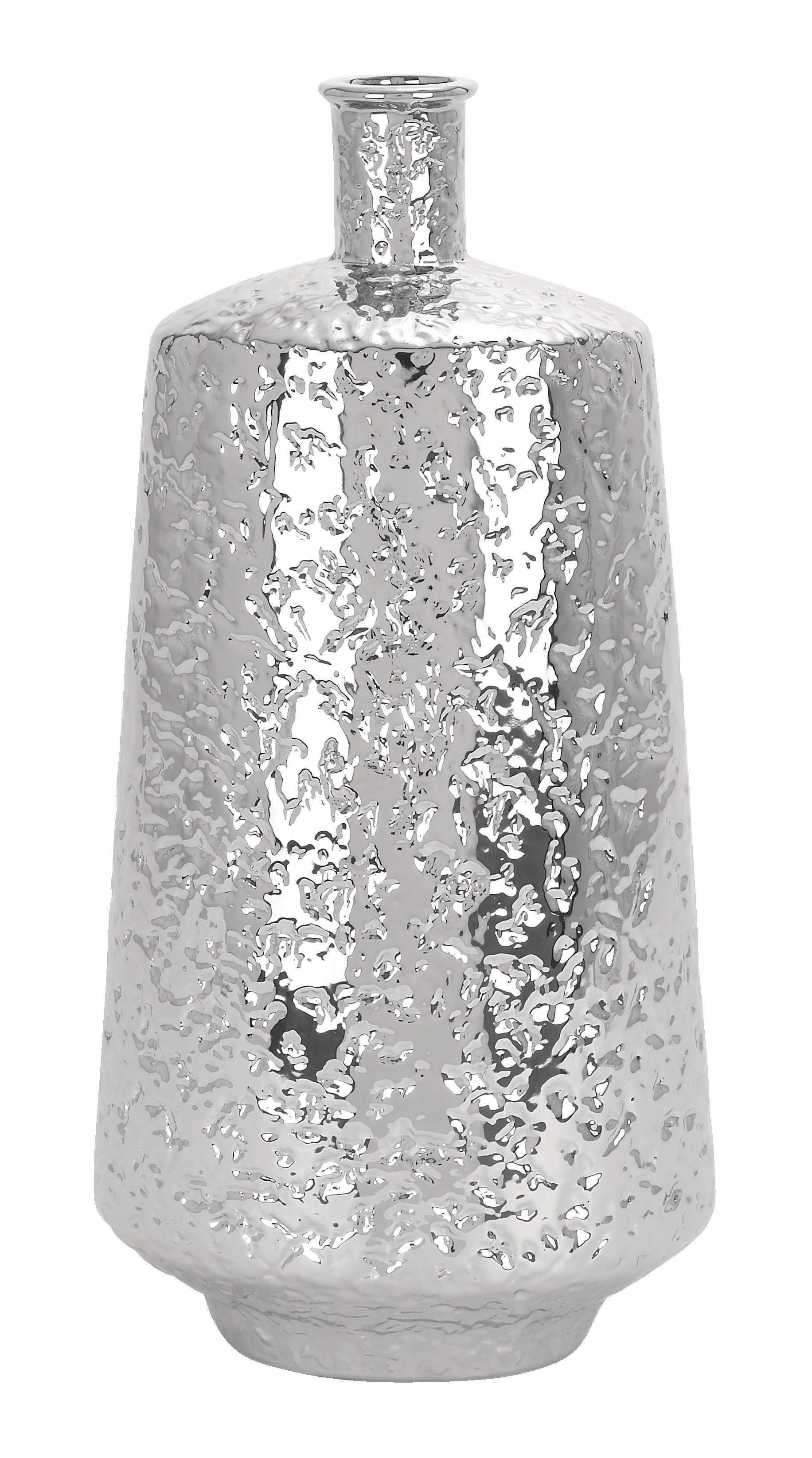 Silver Ceramic Glam Vase, 20" x 10" x 7"