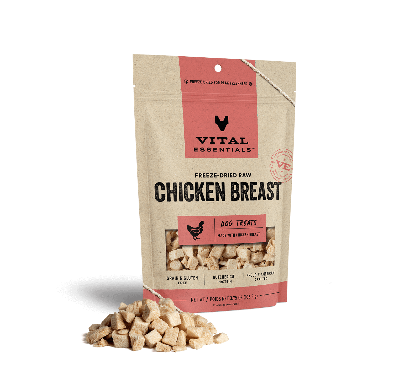 Vital Essentials Freeze-Dried Raw Chicken Breast Dog Treats, 3.75 oz - Treats