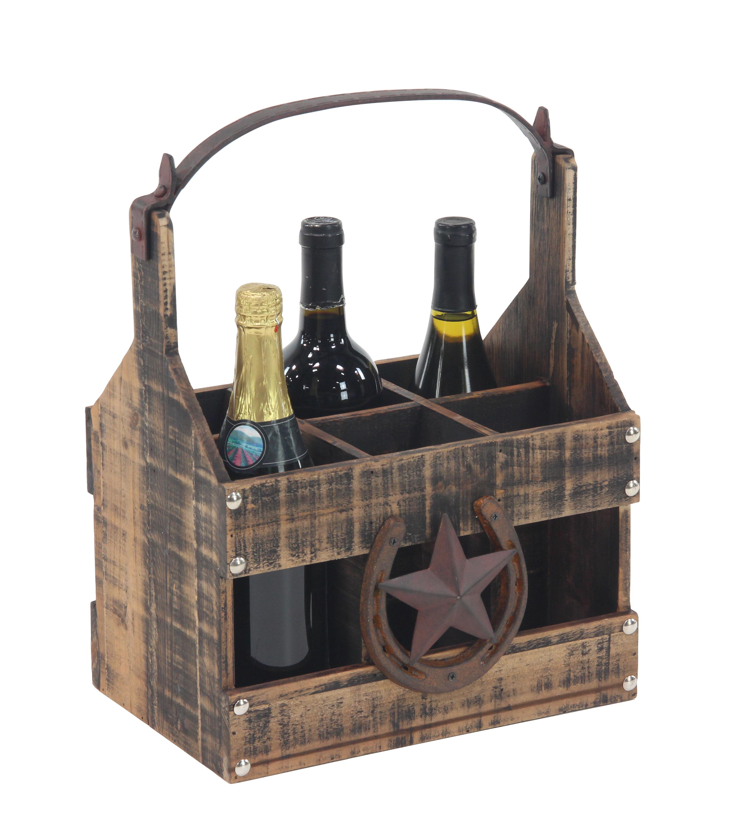 Brown Wood  Wine Holder, 12" x 8" x 16"