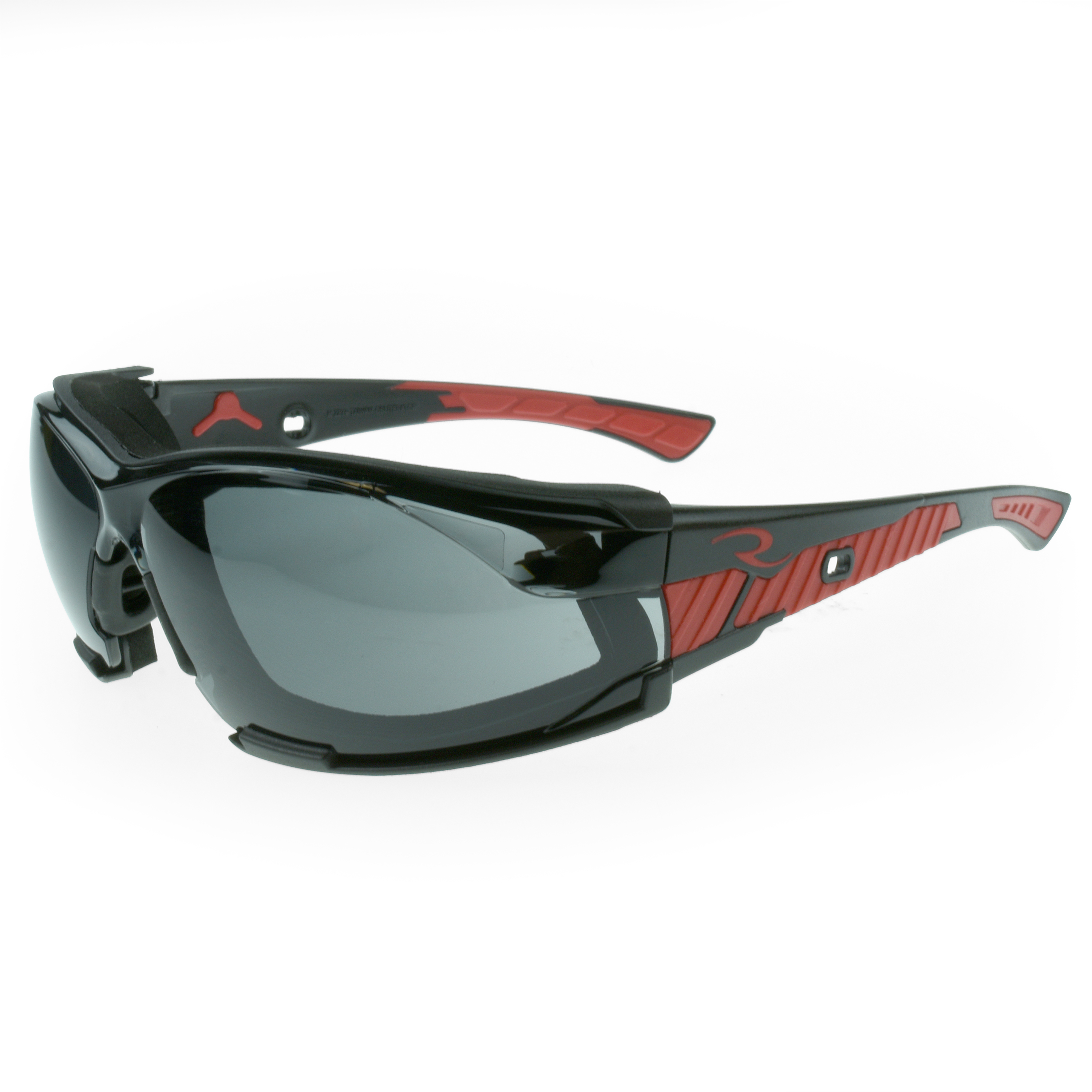 Obliterator IQ - IQuity Anti-Fog Foam Lined Safety Eyewear - Black / Red Frame - Smoke IQ Anti-Fog Lens