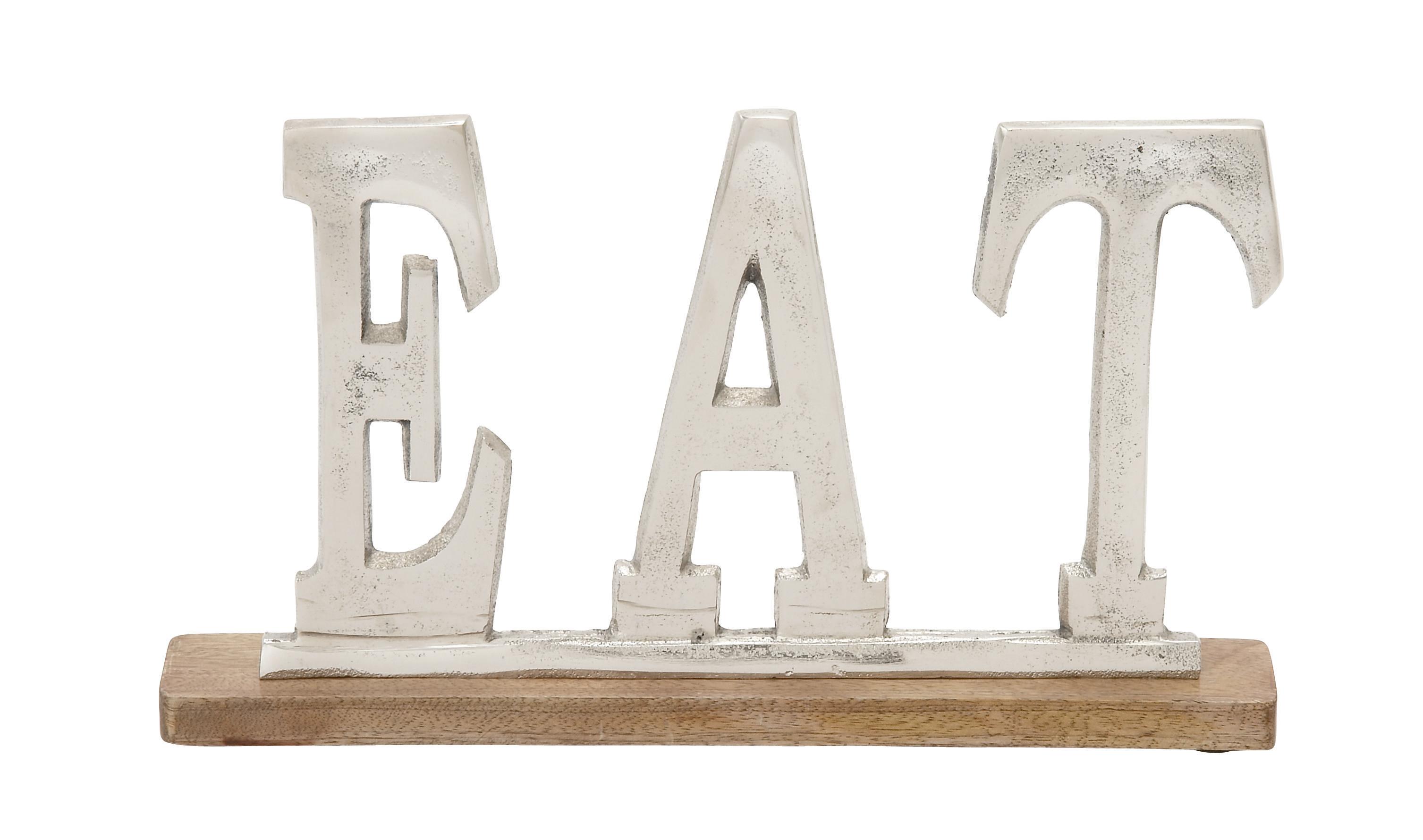 silver aluminum metal  decorative sign, 14" x 2" x 8"