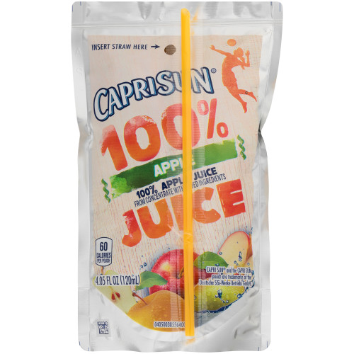  CAPRI SUN 100% Juice Apple Pouch, 4.05 oz. Pouches (Pack of 48) 