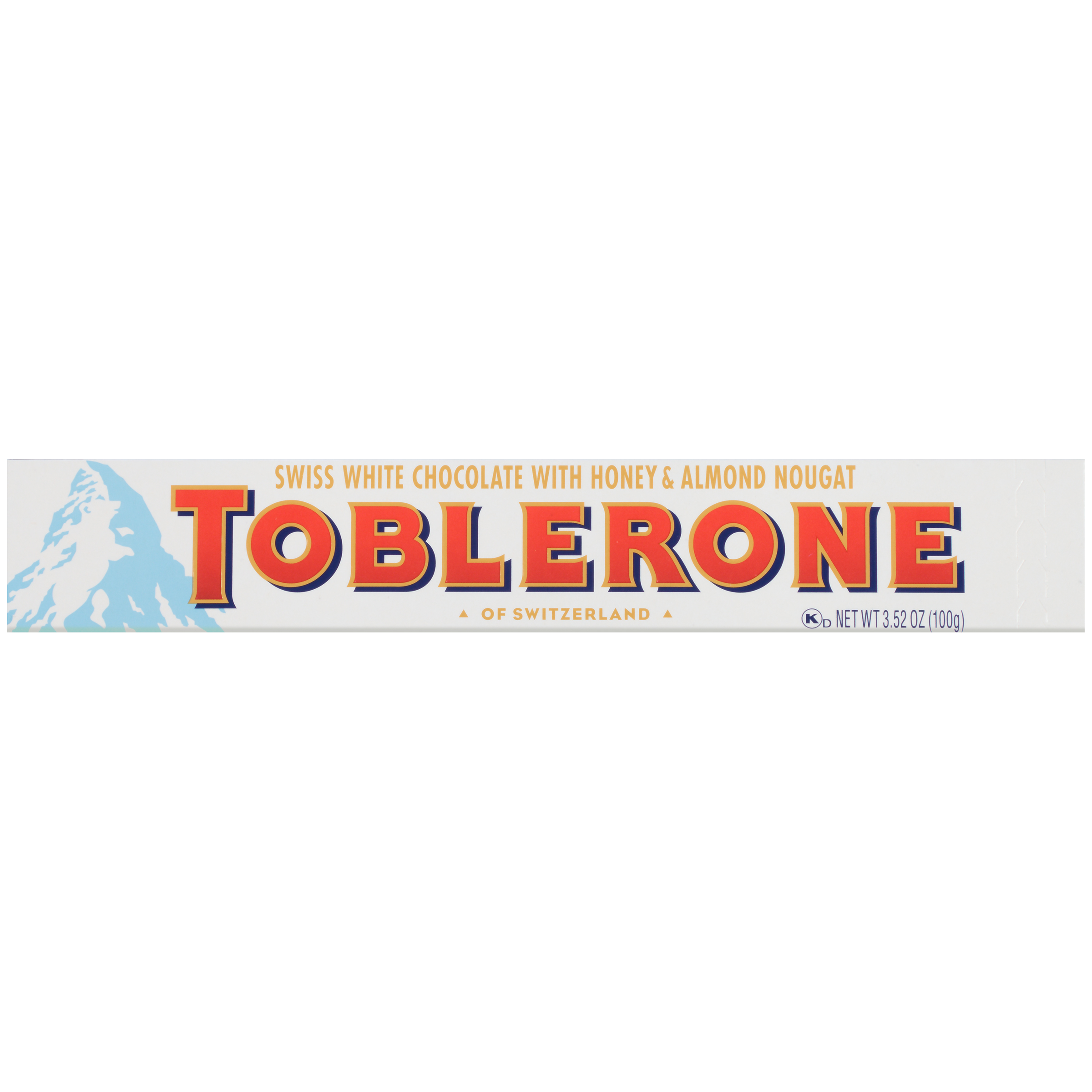 Toblerone Swiss White Chocolate Bar with Honey & Almond Nougat, 3.52 oz