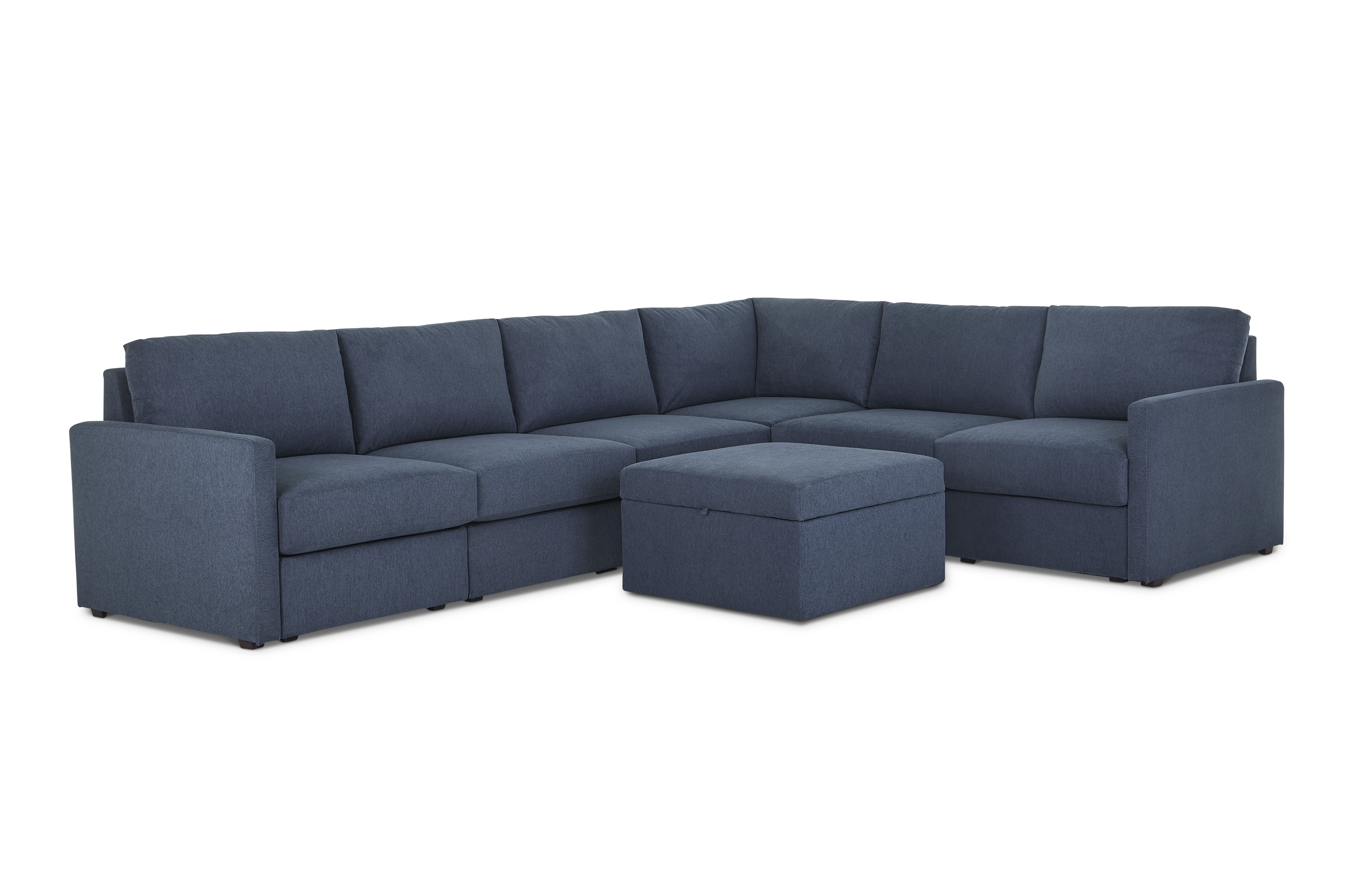 Flexsteel Flex 6-Seat Sectional with Narrow Arm and Storage Ottoman