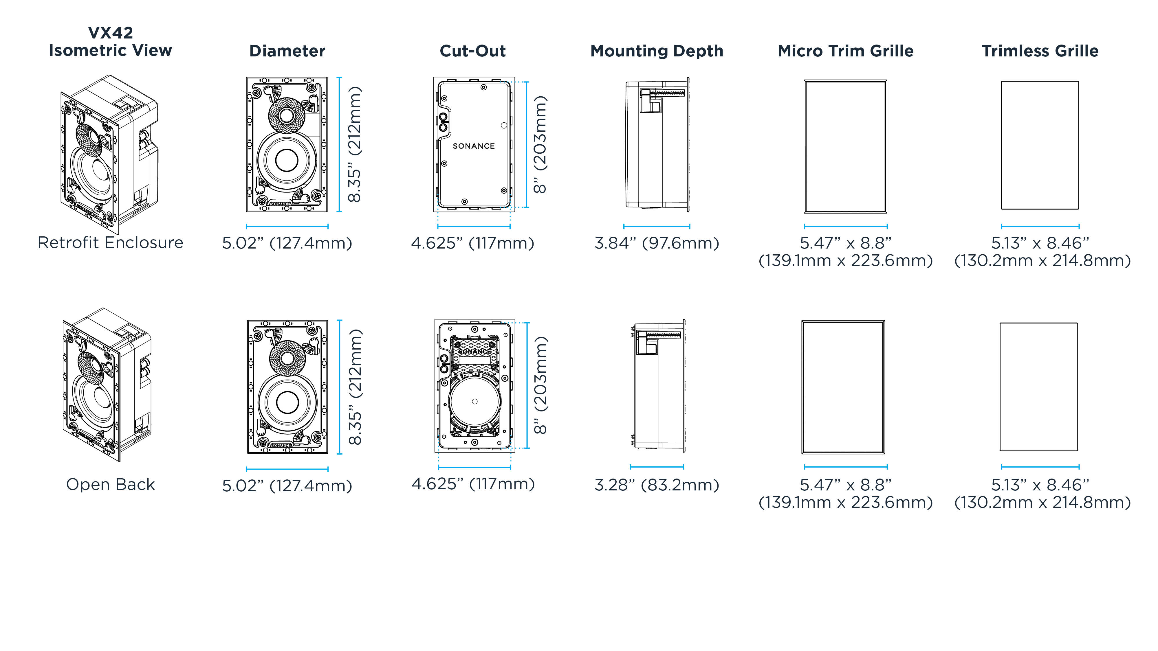 VX42 Dimensional Drawings