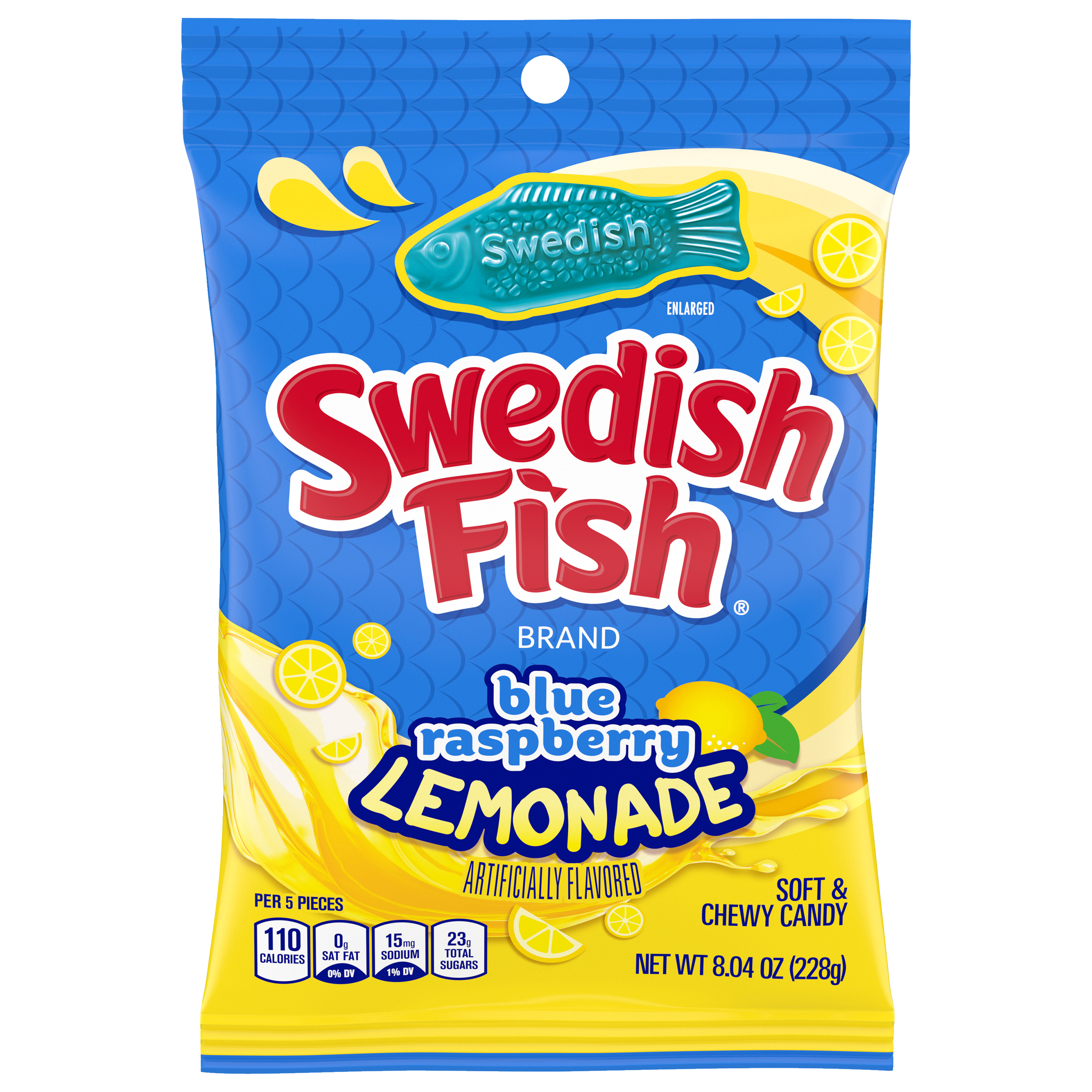 SWEDISH FISH Blue Raspberry Lemonade Soft & Chewy Candy, 8.04 oz Bag