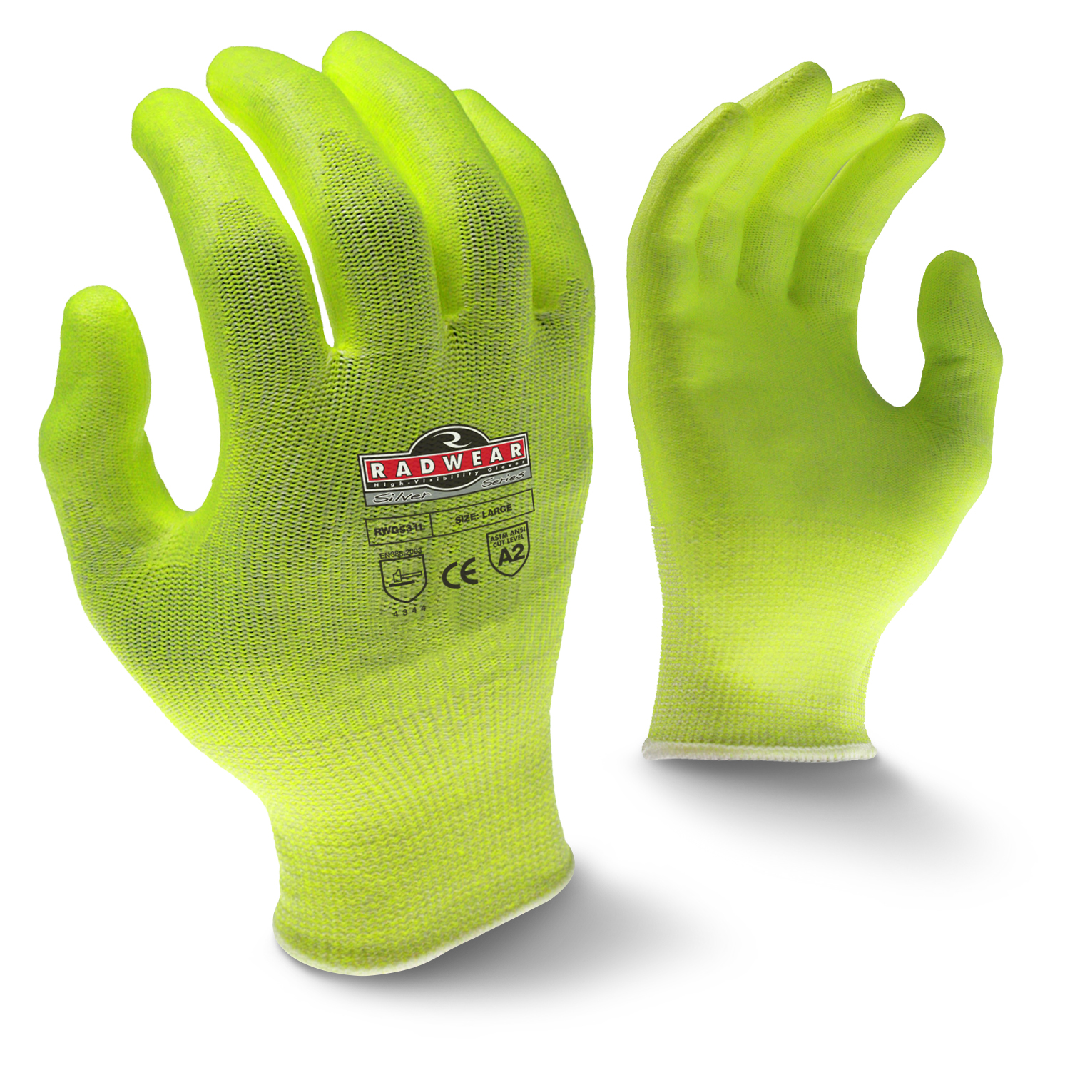RWG531 Radwear Silver Series Cut Protection Level A2 High Visibility Grip Glove - Size 2X