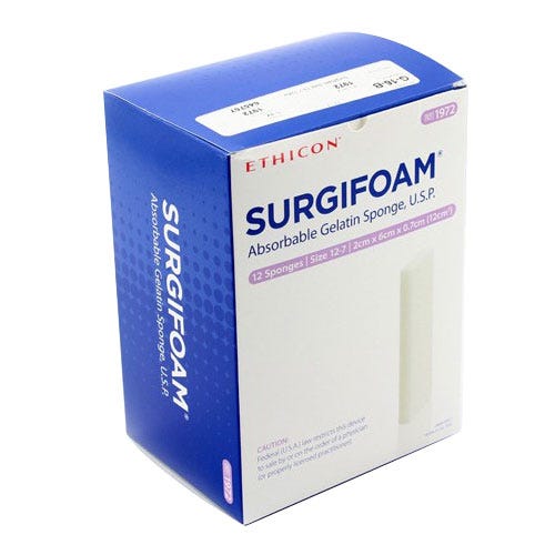 SURGIFOAM™  Absorbable Gelatin Sponge, Size 12-7, 2cm x 6cm x 7mm - 12/Box